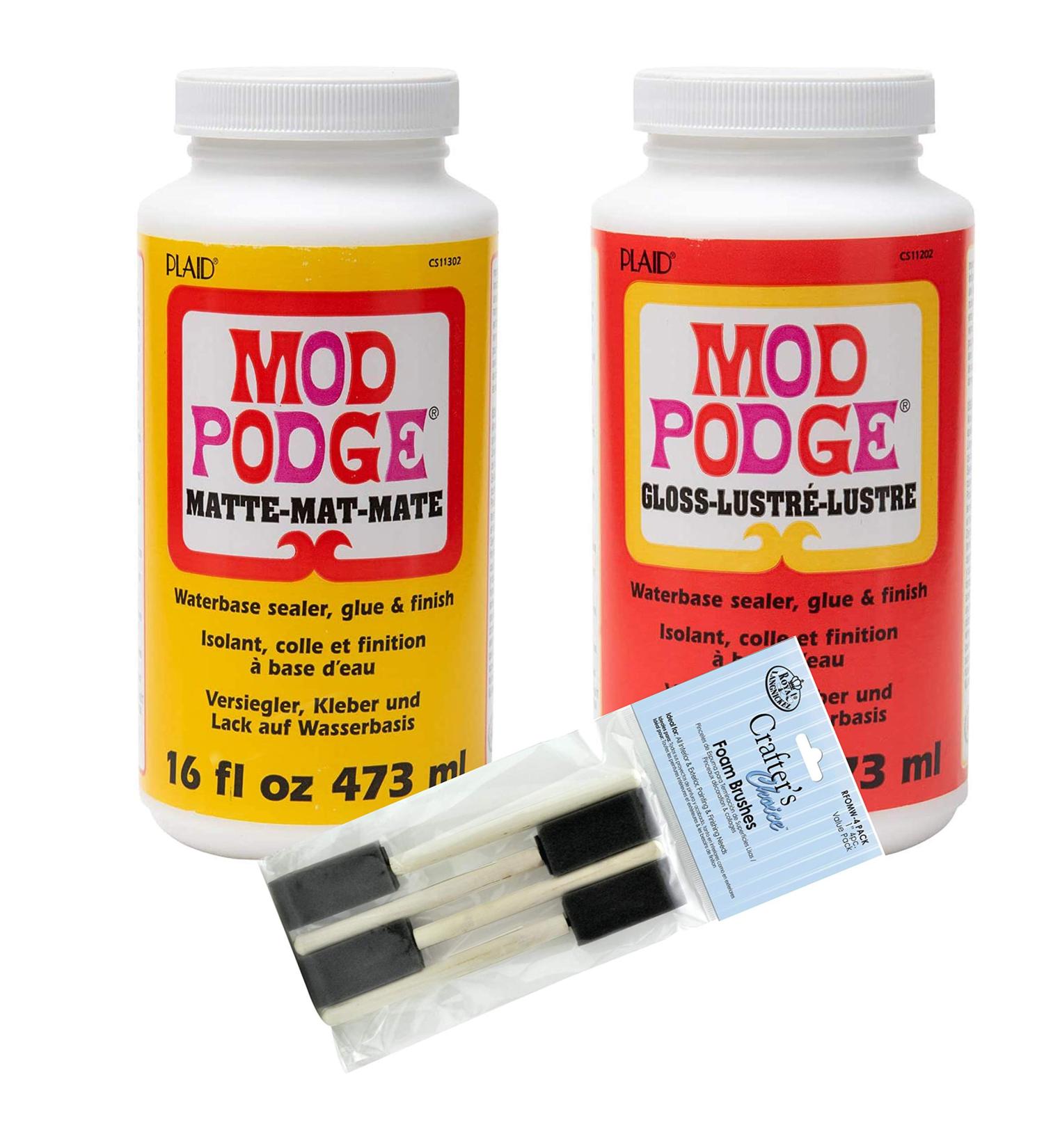 Mod Podge Decoupage Kit, 2x 16oz Bottles Matte Gloss Sealer/Glue with 4 Foam Brushes - Buy Online on GoSupps.com