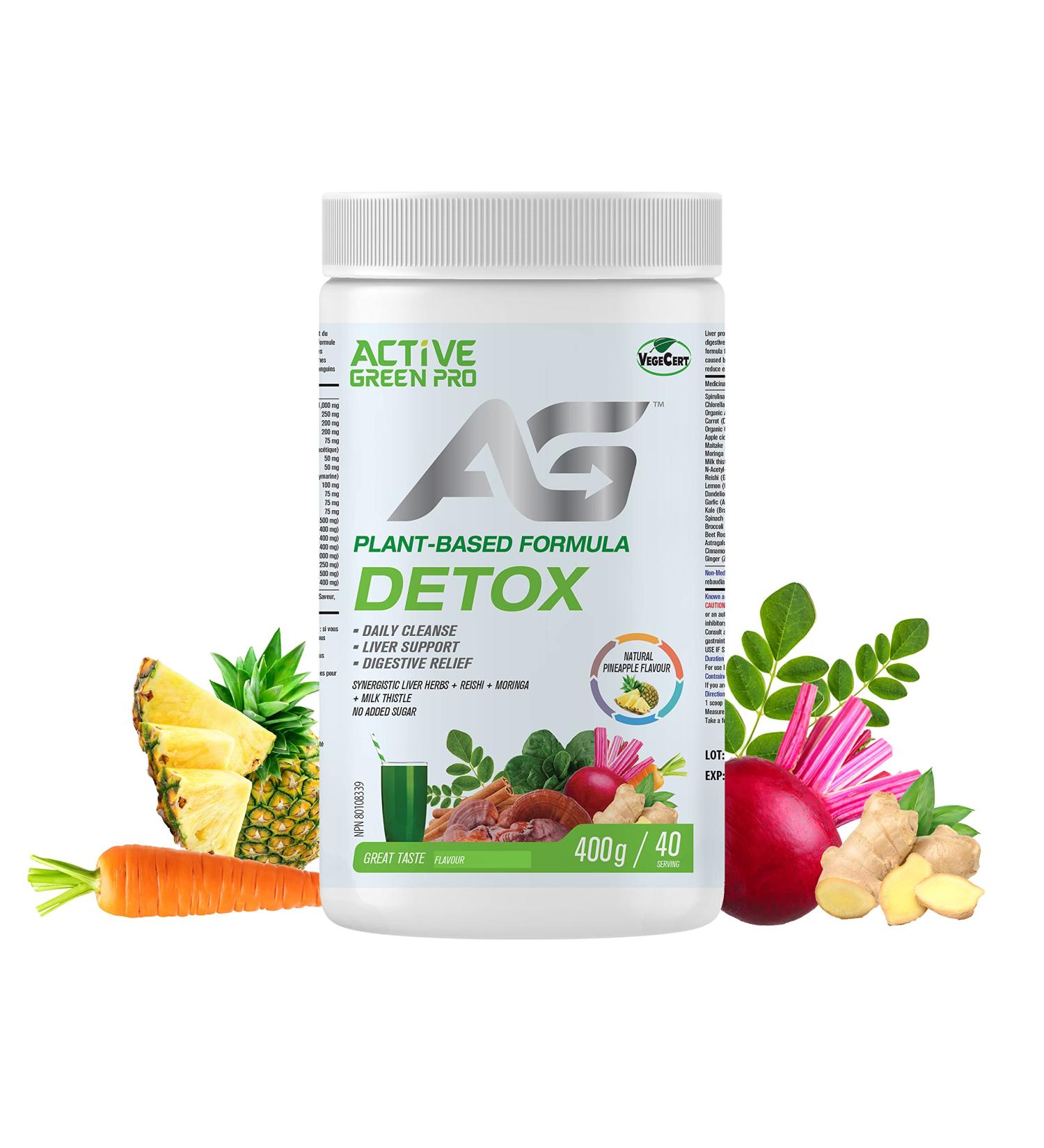 Active Green Pro - Detox Powder Blend of Synergistic Liver Herbs Reishi Moringa & Vegetables Plant-Based Formula No Fillers No Sugar Added - 40 Servings - Buy Online on GoSupps.com