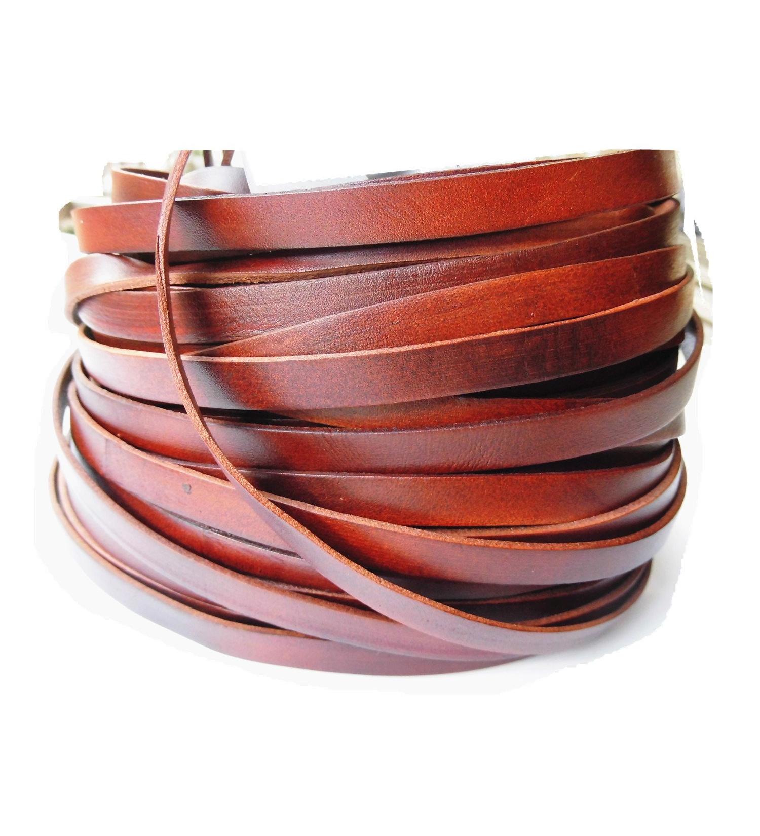 5 Yards Genuine Cow Hide Flat Leather Strip 10mmx2mm - Brown Leather Craft for Jewelry Making by LeatherRush - Buy Online on GoSupps.com