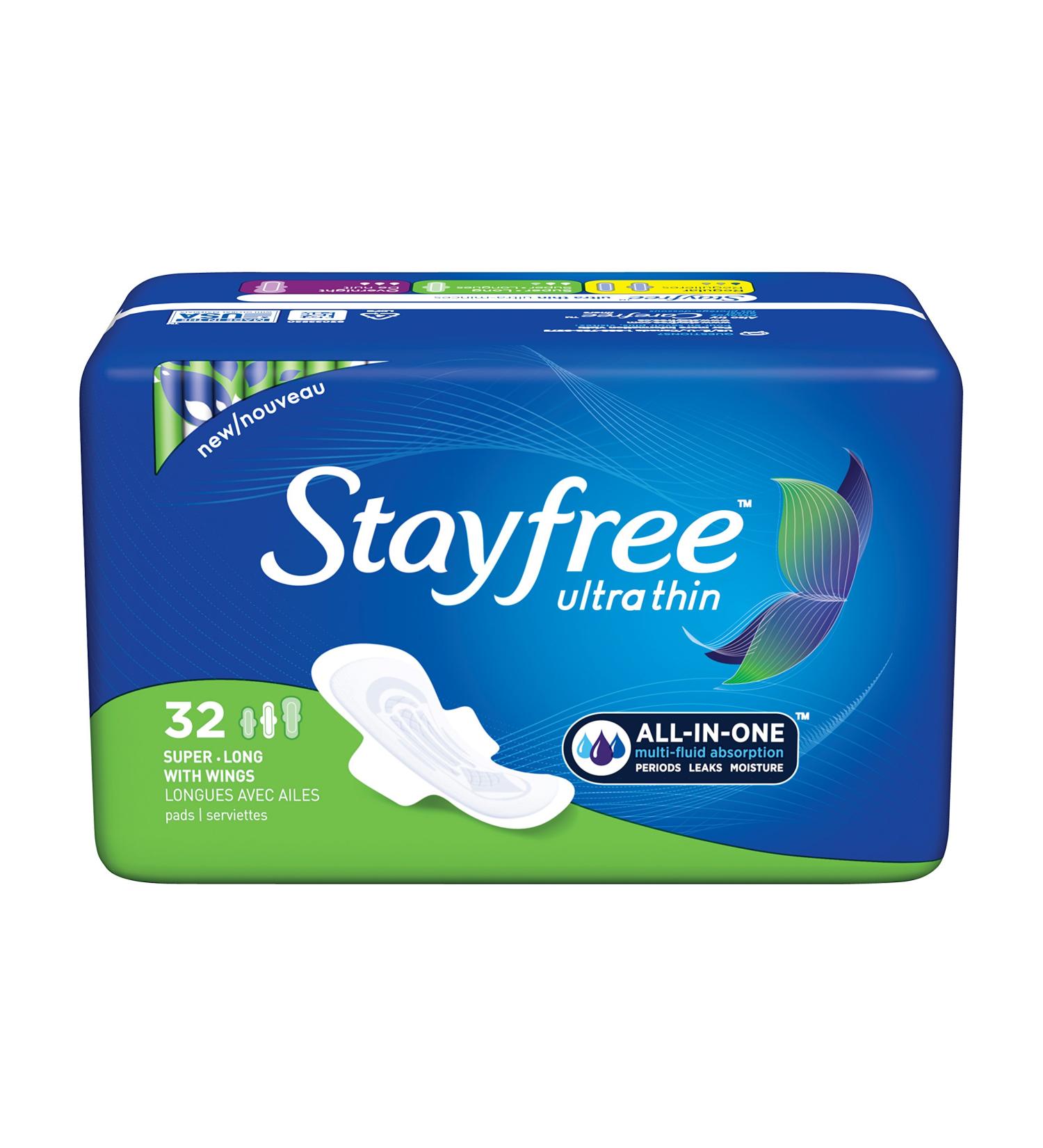 Stayfree Ultra Thin Super Long Pads with Wings - 128 Count Total - Buy Online on GoSupps.com