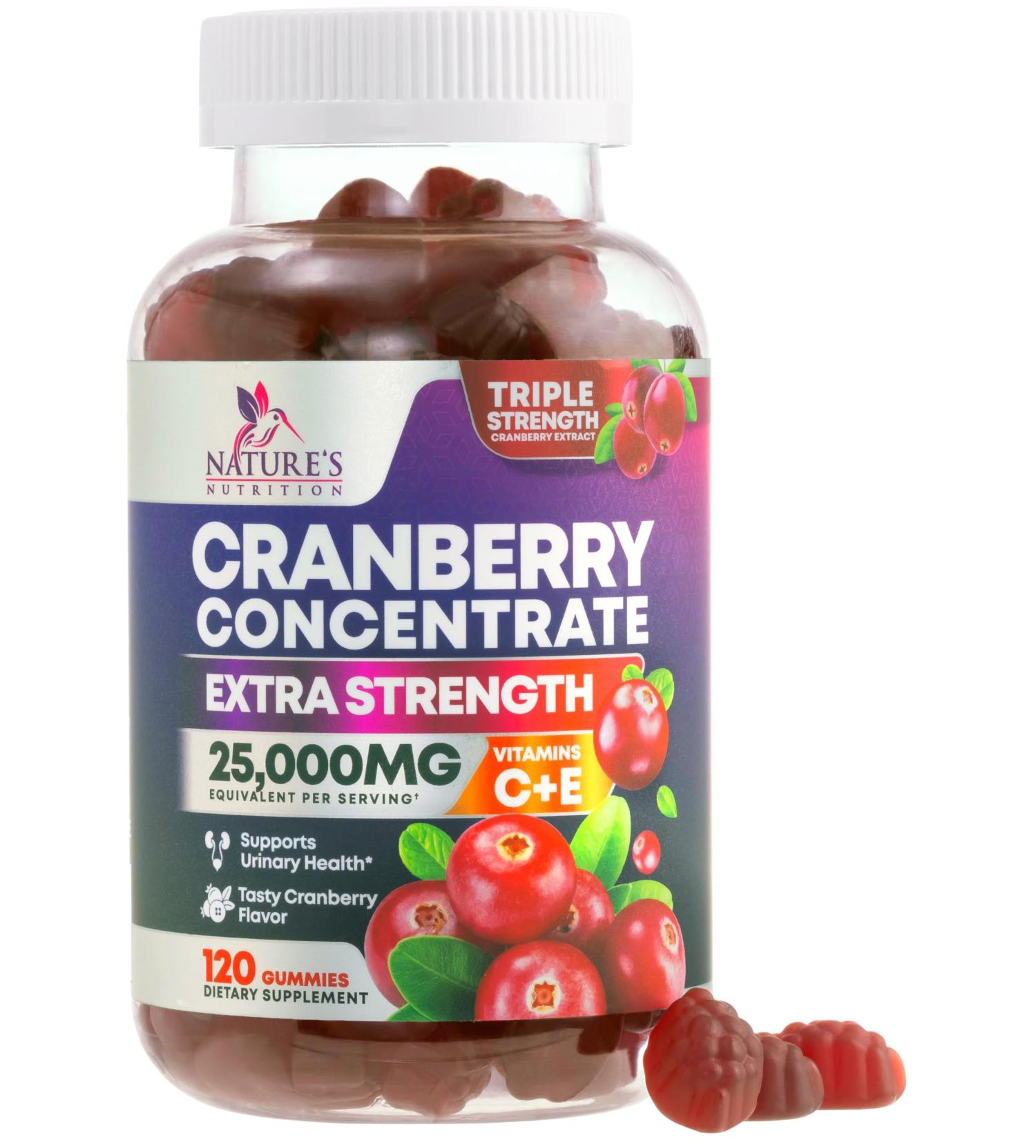 Cranberry Gummies 500mg - 50:1 Cranberry Extract Urinary Tract Support Made with 25 000mg Helps Cleanse & Protect Cran Berry Gummy Supplement + Vitamin C Chewable Cran for Women - 120 Gummies 120 Count (Pack of 1) - Buy Online on GoSupps.com