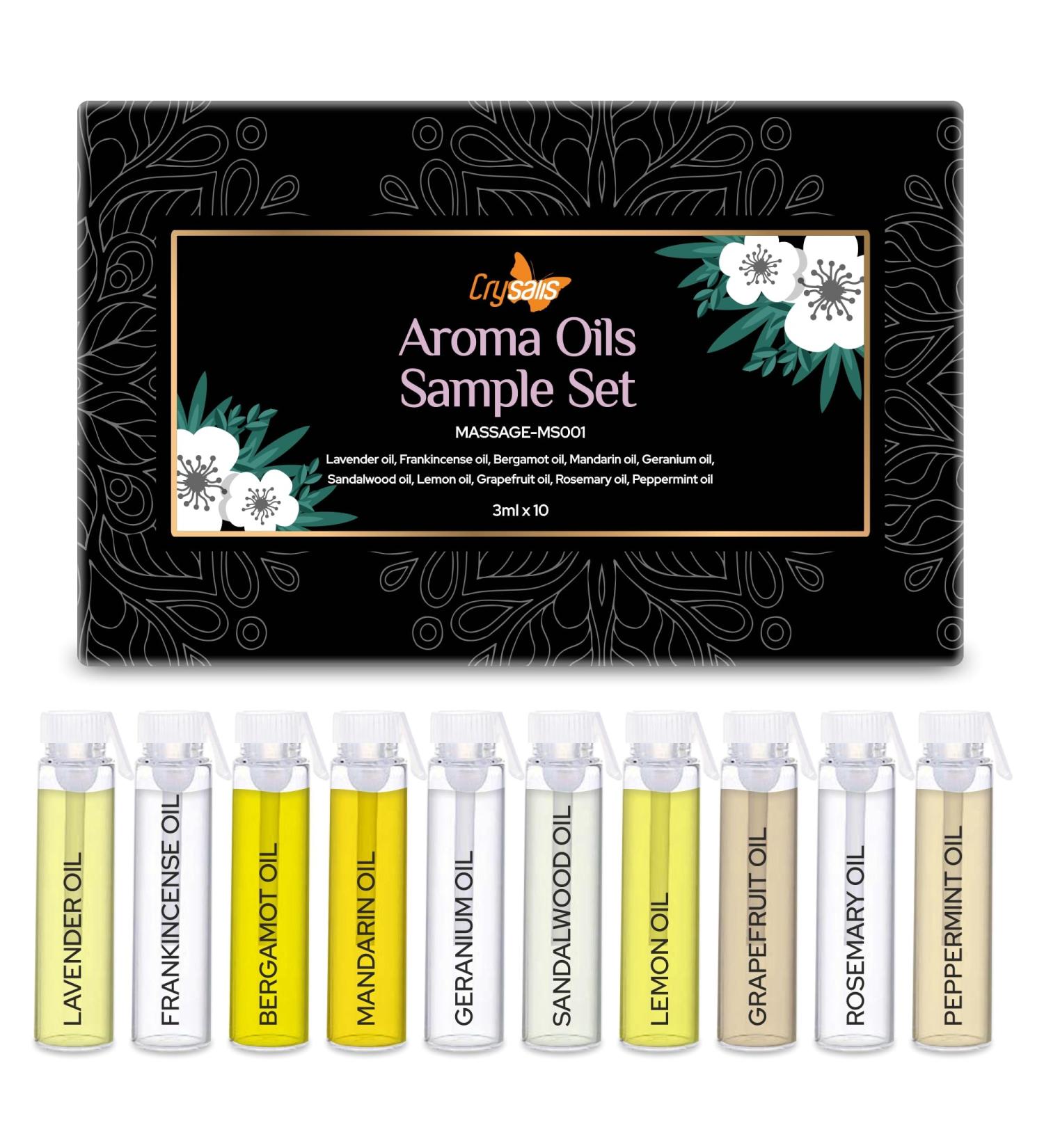 Premium Crysalis Massage Oils - Lavender Frankincense Bergamot Mandarin Geranium Sandalwood Lemon Grapefruit Rosemary & Peppermint - Perfect for Massage Aromatherapy & Diffusers - International Shipping Available - Buy Online on GoSupps.com