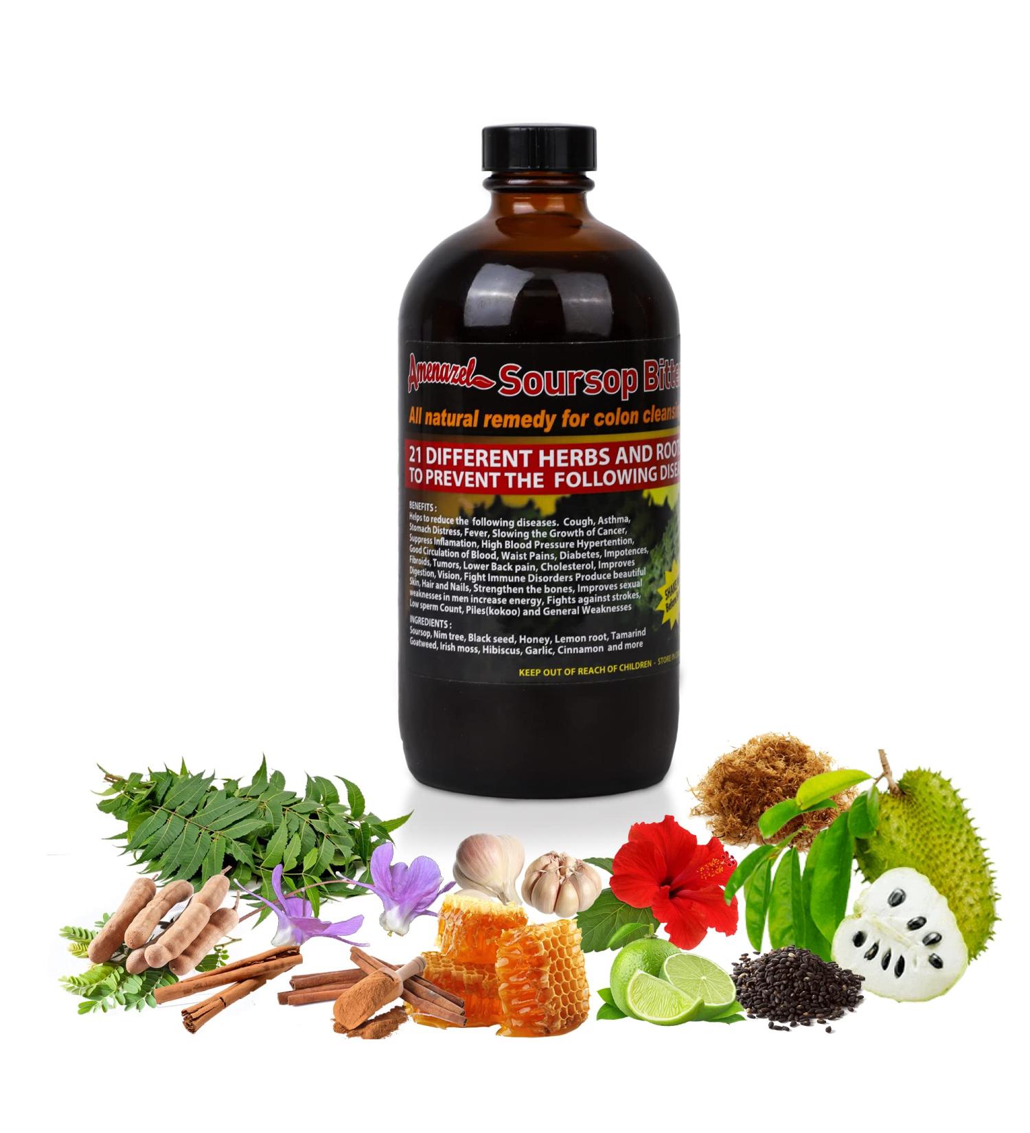 Ahuike Amenazel Soursop Bitters Colon Cleanser - 16 Fl Oz - All-Natural Remedy for Constipation, Energy Boost & Immune Support - Buy Online on GoSupps.com