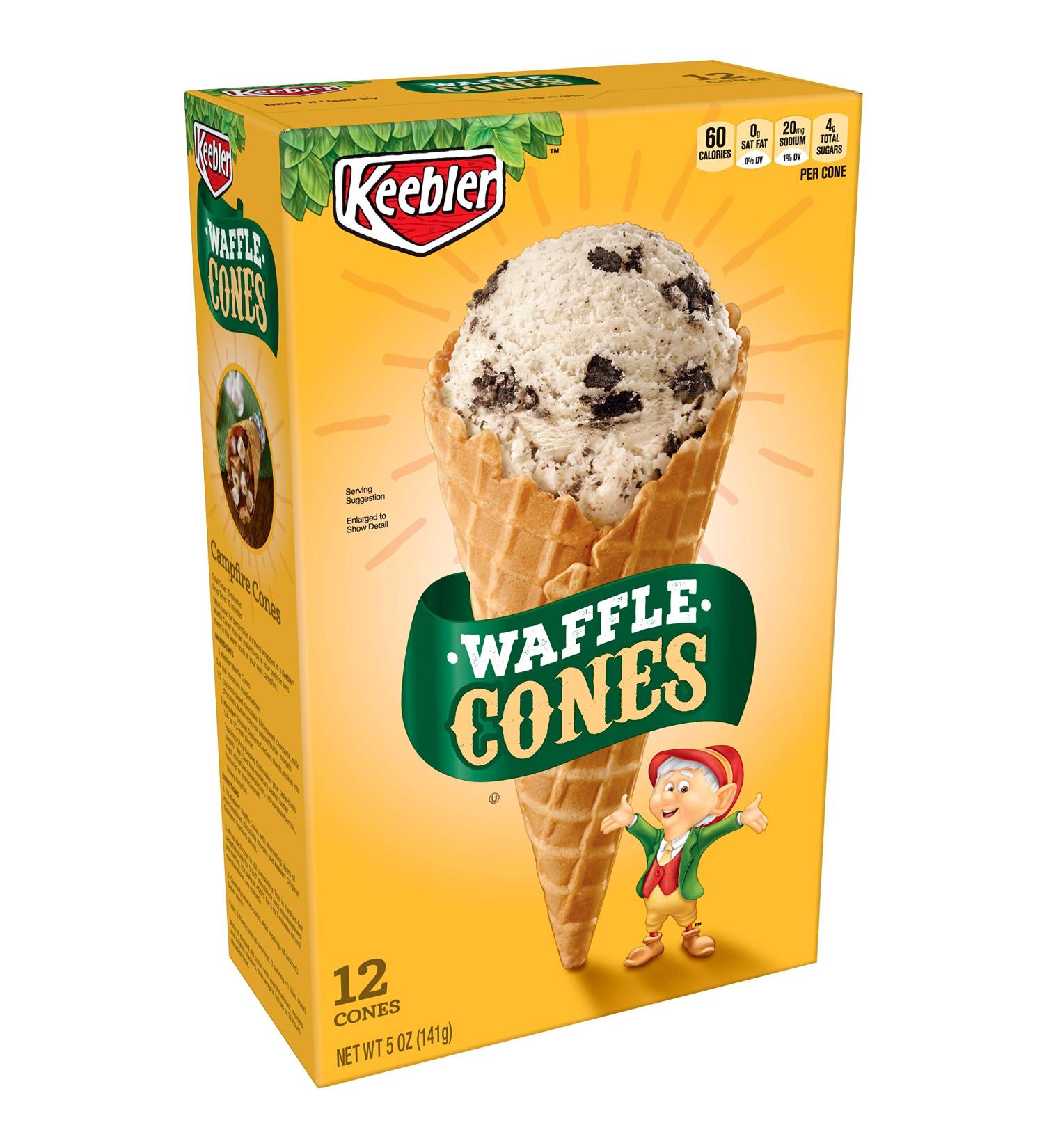 Keebler Waffle Ice Cream Cones 12 Count Box, 5 Ounce (Pack of 12) - Delicious Treats for Desserts and Snacks - Buy Online on GoSupps.com
