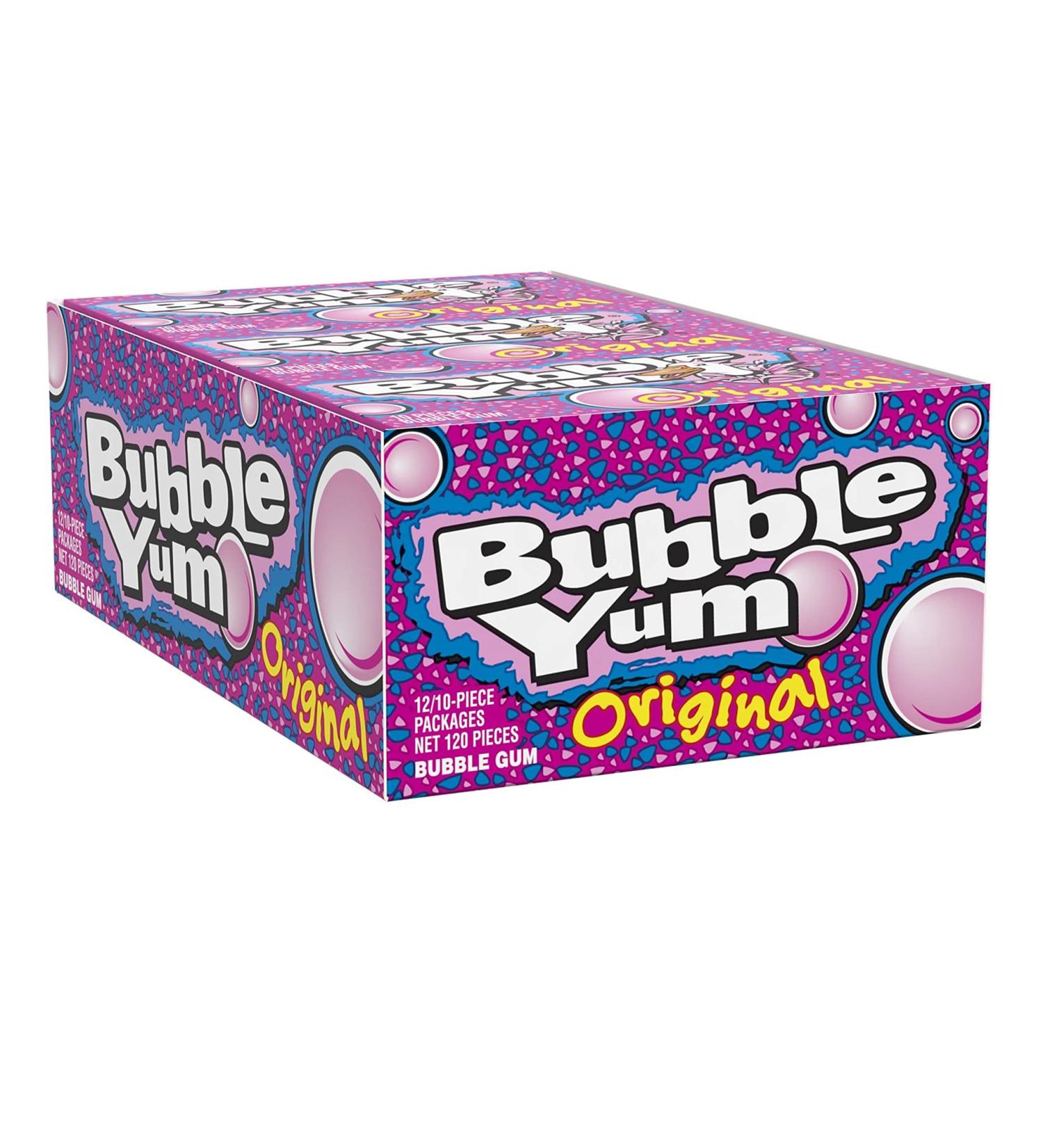 BUBBLE YUM Original Flavor Bubble Gum 2.82 Oz - Pack of 10 Pieces (12 Packs) - Buy Online on GoSupps.com