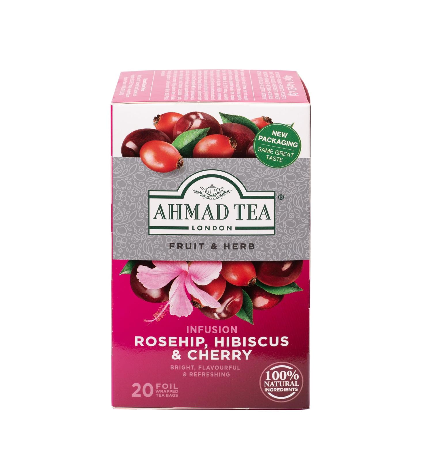 Ahmad Tea Rosehip Hibiscus & Cherry Fruit Herbal Infusion - 20 Tea Bags - Buy Online on GoSupps.com