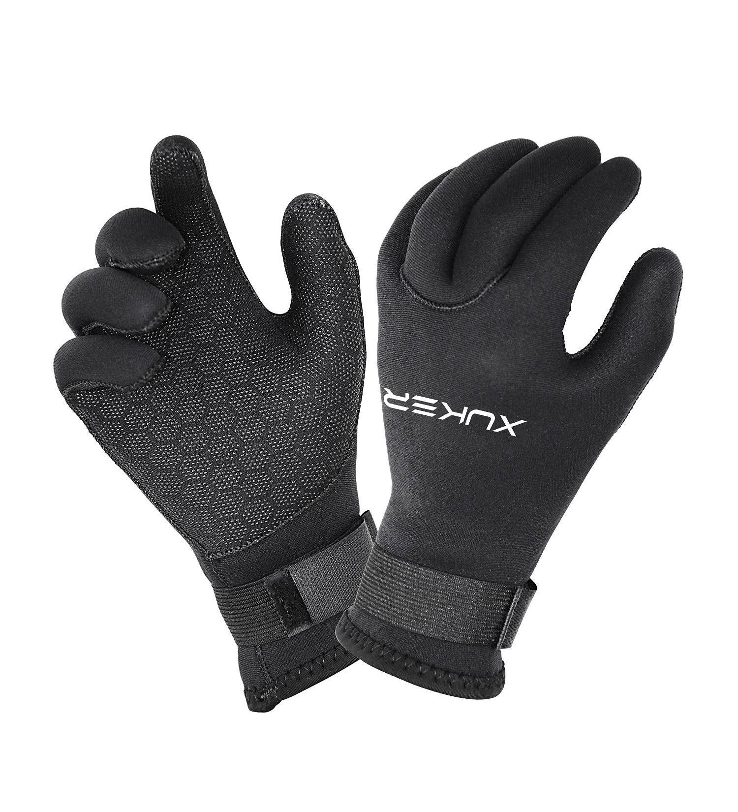 XUKER Water Gloves 3mm Neoprene Five Finger Wetsuit Gloves - Black Large - Buy Online on GoSupps.com