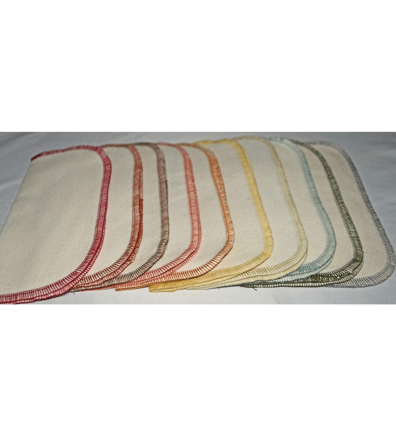 1 Ply Organic Flannel Washable Baby Wipes 8 x 8 Inches Set of 10 Earthtone Assortment