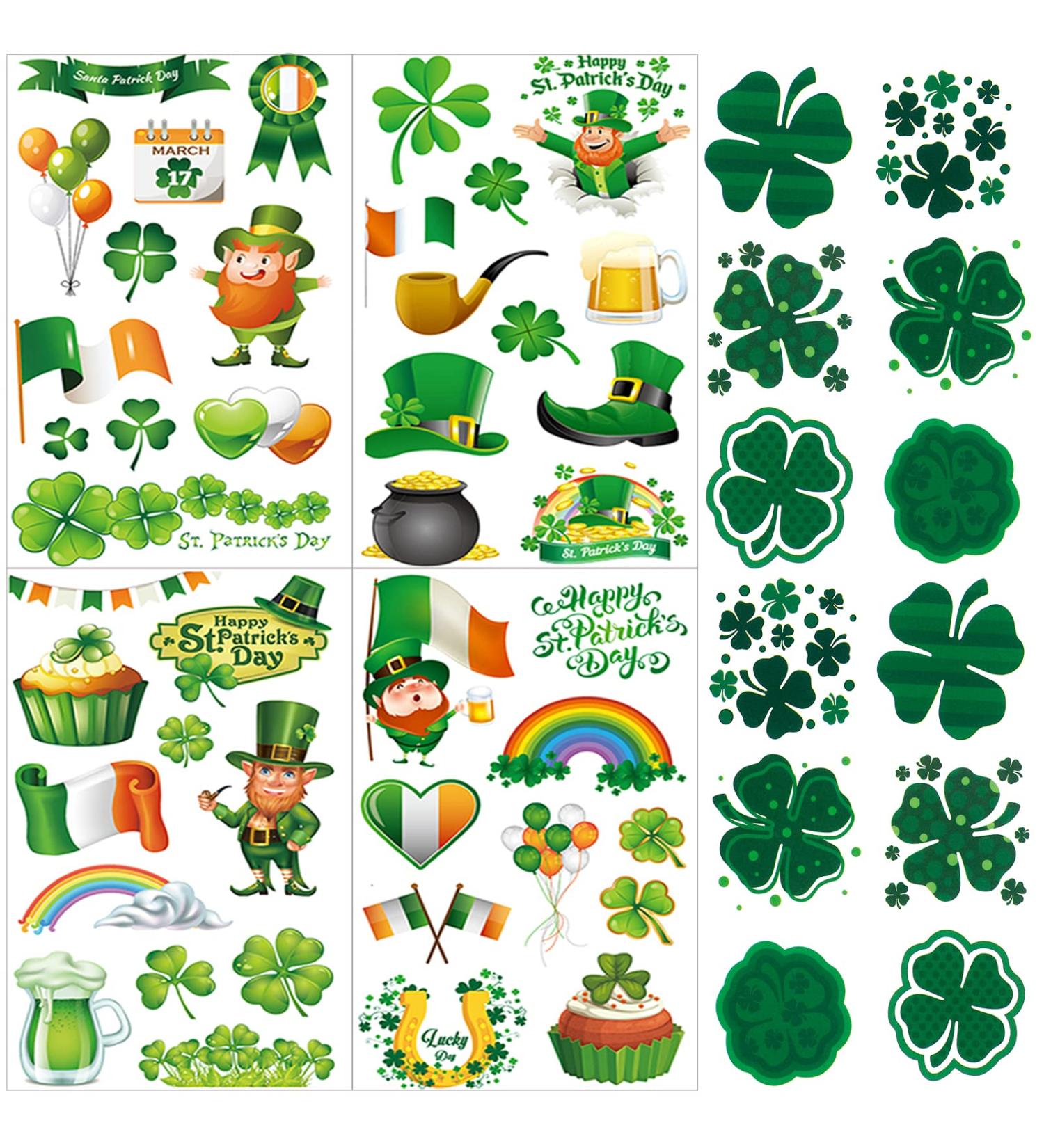 XIYOKA St. Patrick's Day Tattoos - 100+ Pcs, 22 Unique Sheets Shamrock & Clover Temporary Tattoos for Kids Party Favors - Buy Online on GoSupps.com