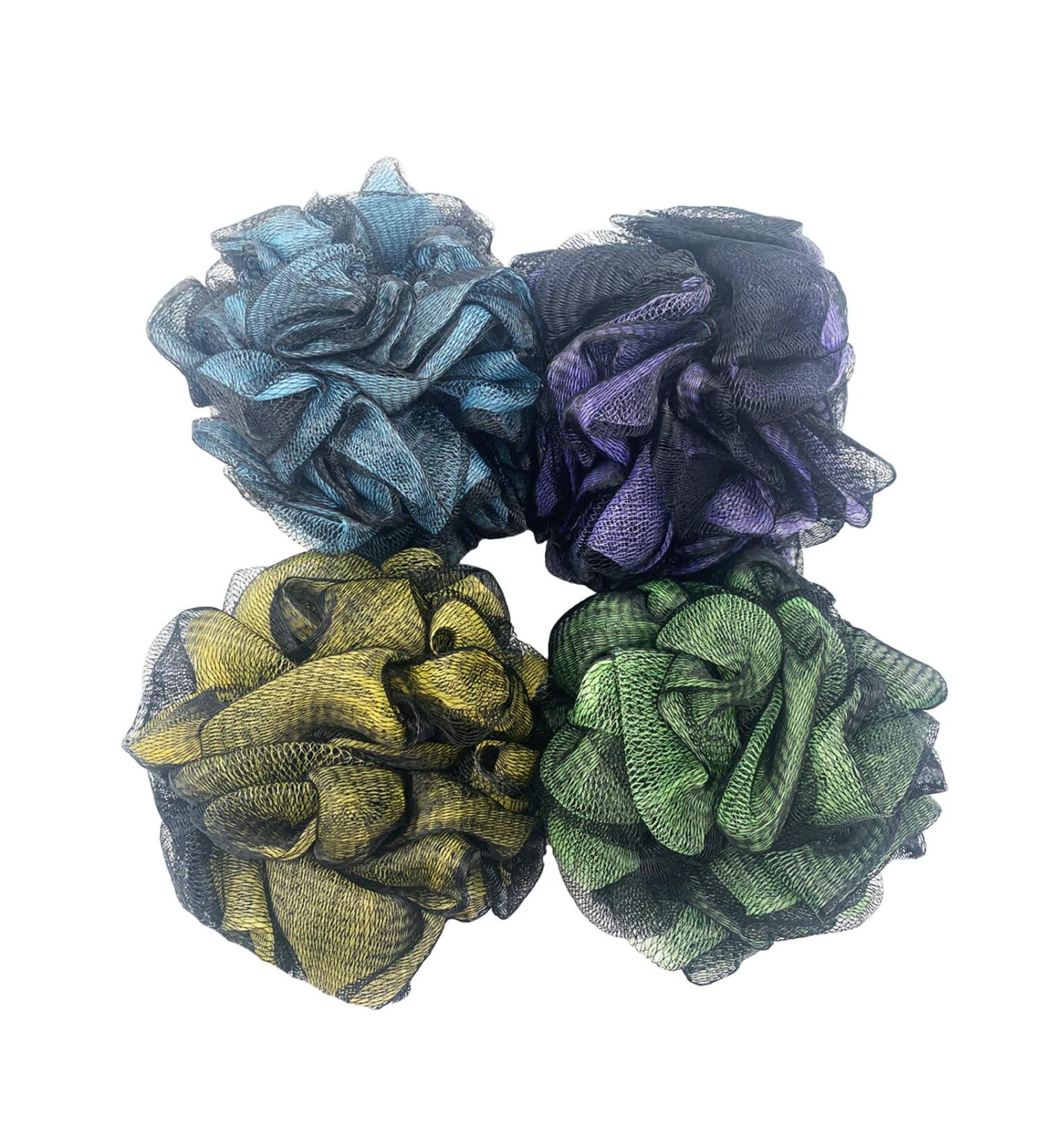 Emotionlin 4-Pack Bath Loofah Shower Sponge Pouf for Exfoliating and Cleansing - Neutral Colors (60g/pcs) - Buy Online on GoSupps.com
