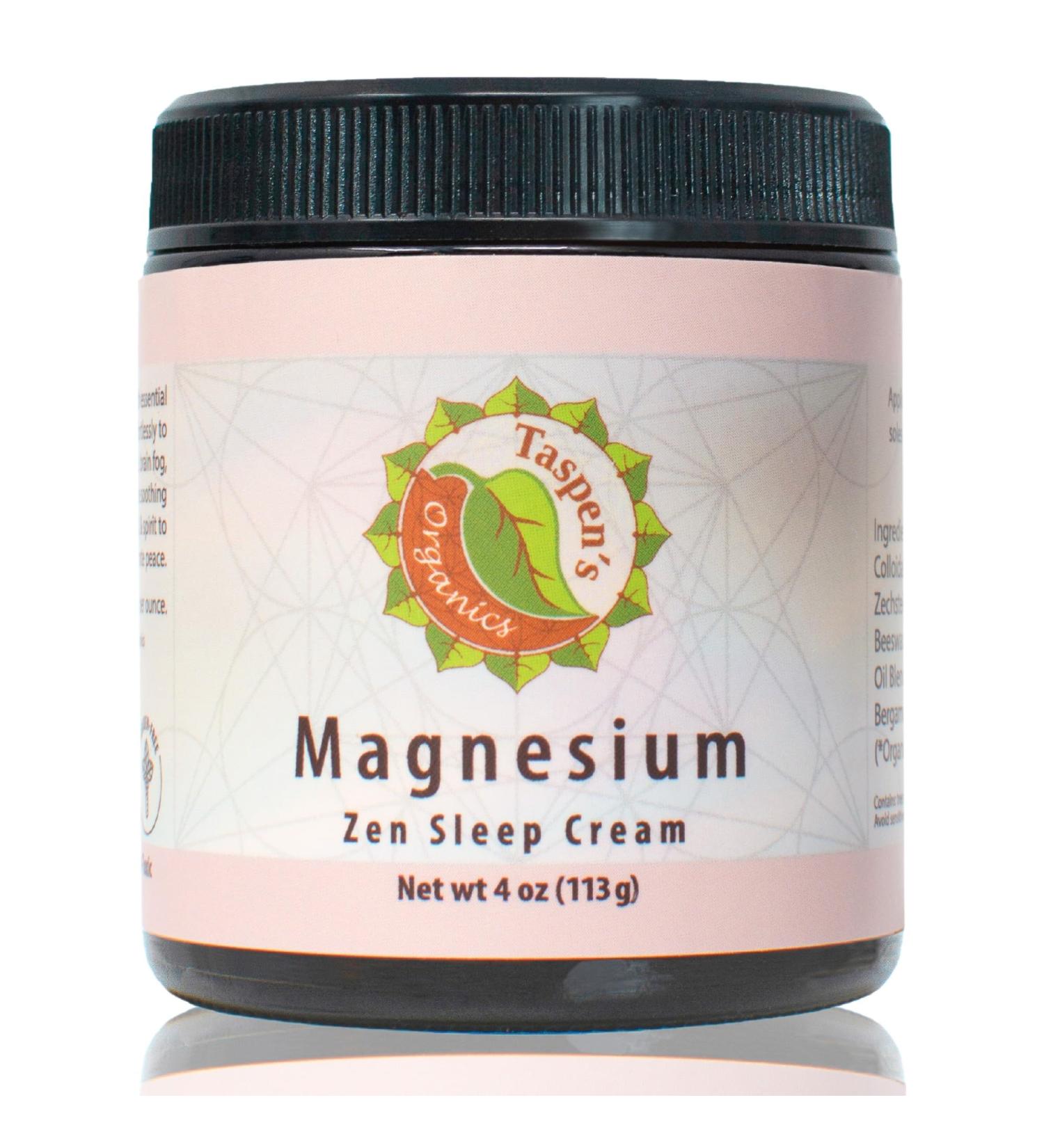 Taspen's Organics Magnesium Zen Sleep Cream - Deep Relaxation & Muscle Relief | Natural Non-Greasy Cruelty-Free | 4 oz - Buy Online on GoSupps.com