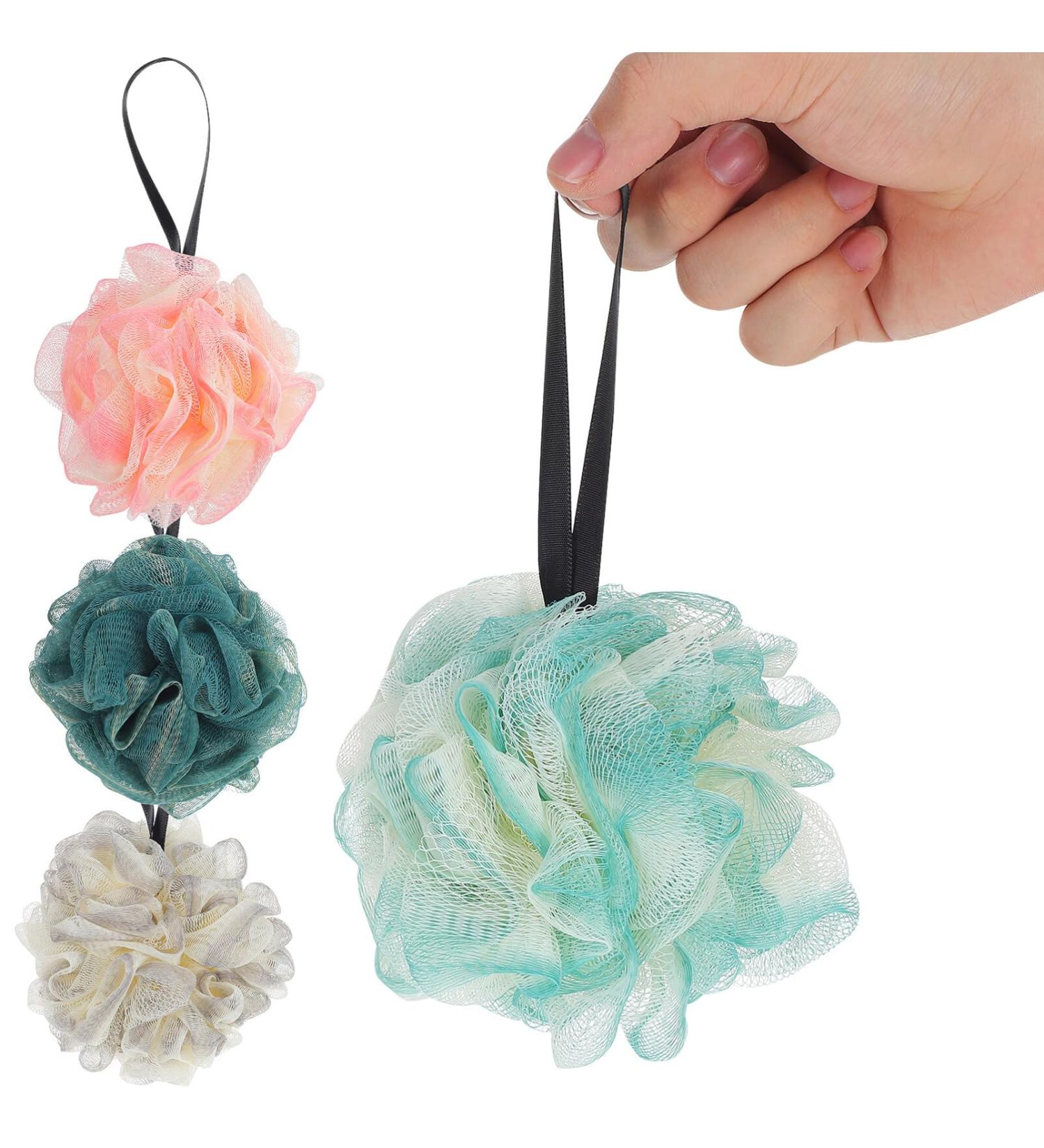 FOMIYES Bath Shower Loofah Sponge - 4 Colorful Exfoliating Puffs for Men & Women | Soft Mesh Body Scrubber for Ultimate Relaxation - Buy Online on GoSupps.com