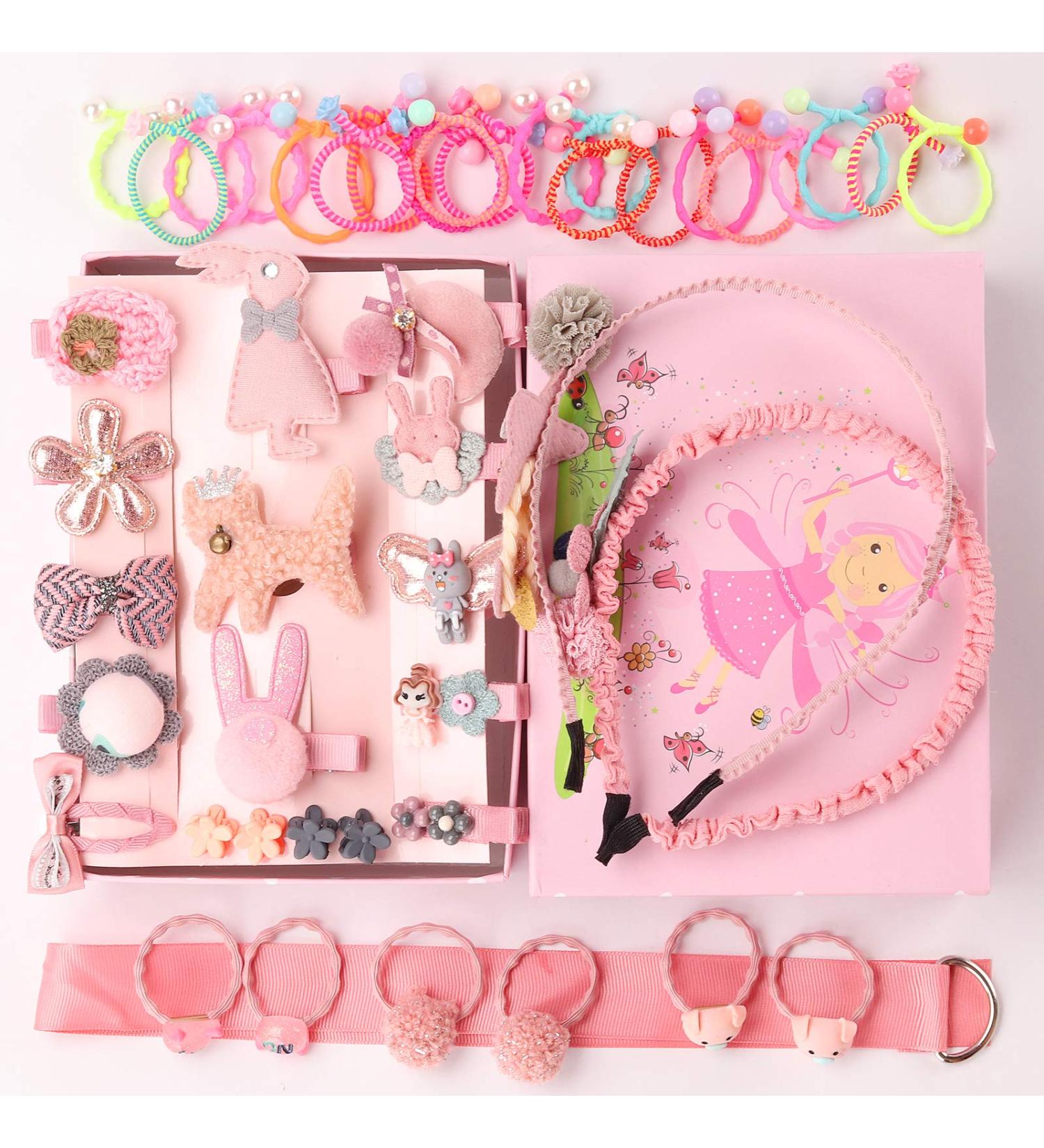 Seatecks Girl Hair Jewelry Gift Box - 46 Elastic Hair Ties Clips & Ponytail Holders - Exquisite Cartoon Design - Buy Online on GoSupps.com