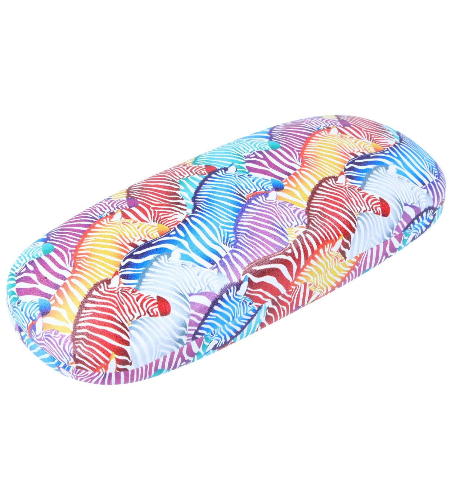 Summery hard-shell glasses case with tropical zebra pattern WILDLIFE including matching microfiber cloth