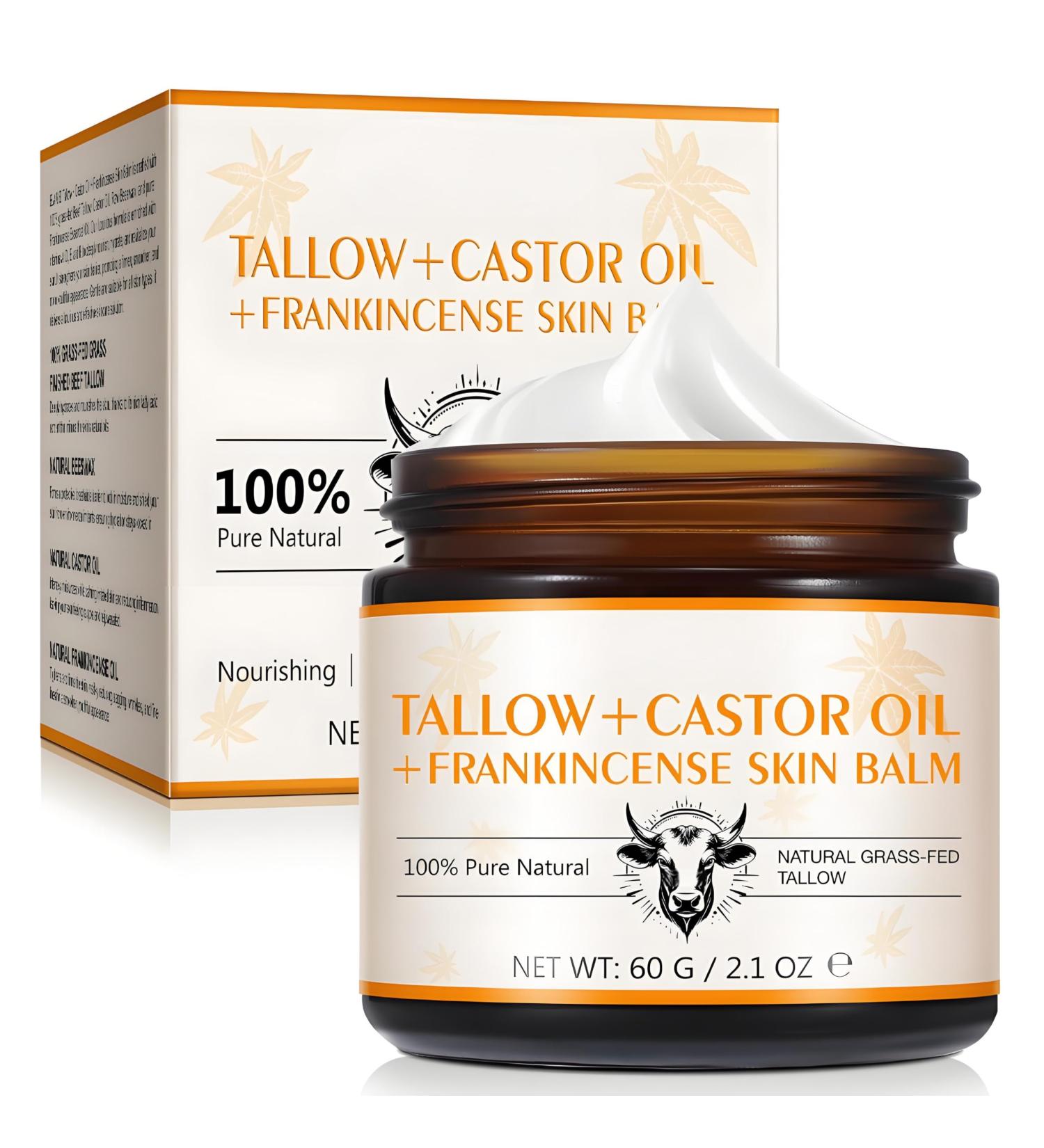 WIKICRYSTAL Natural Skin Balm - Tallow + Castor Oil + Frankincense for All Skin Types - Moisturizes & Restores Chemical-Free Non-Irritating 60g - Buy Online on GoSupps.com