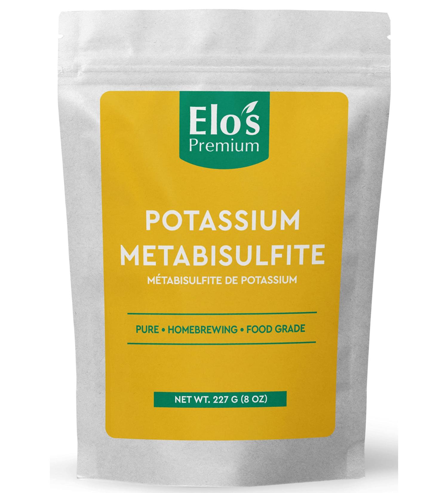 Potassium Metabisulfite (8oz)| Packed in Canada| 100% Pure Food-Grade and Kosher Friendly Additive| Preservative and Antioxidant Used for Homebrewing Winemaking Baking and Fruits Equipment Sanitizer| by Elo s Premium - Buy Online on GoSupps.com