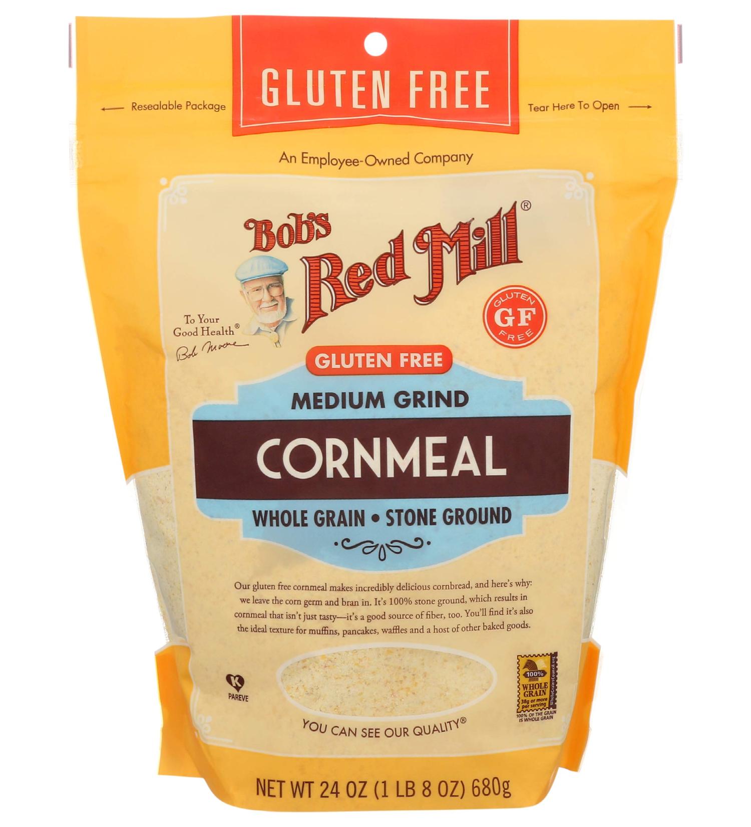 Bob's Red Mill Gluten Free Cornmeal 24oz - Premium Quality 1.5lb Bag - GMO-Free and All-Natural - Perfect for Baking and Cooking - Buy Online on GoSupps.com