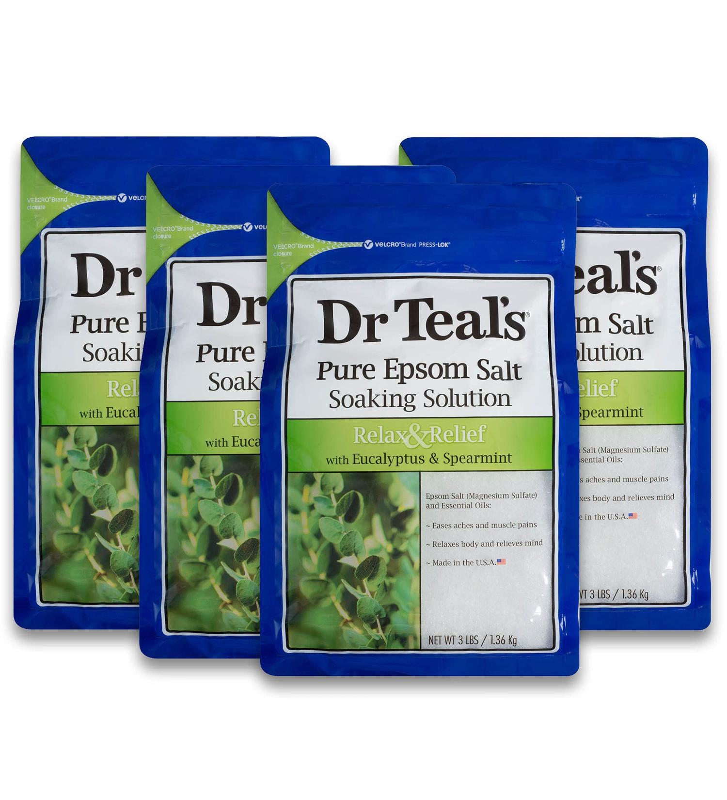 Dr Teal's Eucalyptus & Spearmint Epsom Salt 3 lb - Pack of 4 - Buy Online on GoSupps.com