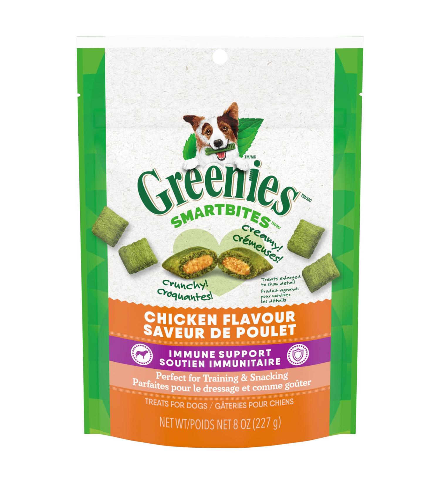 Greenies Smartbites Dog Treats Immune Support Chicken Flavour 227g Pouch - Buy Online on GoSupps.com