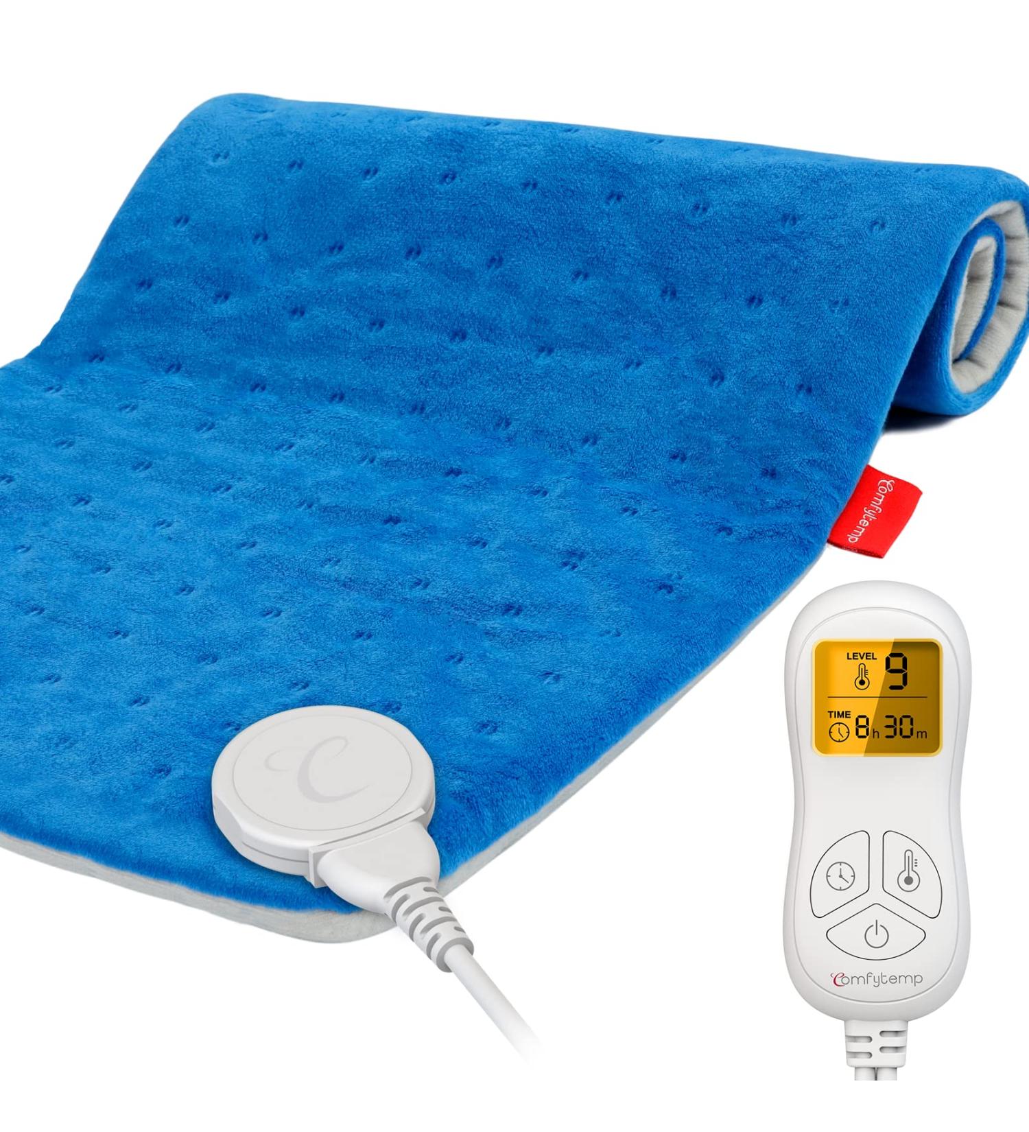 Comfytemp Electric Heating Pad XL 12x24in - 9 Heat Levels, 11 Timers, Backlight - for Back Pain, Neck, Shoulders, Cramps - Machine Washable Dark Blue - Buy Online on GoSupps.com
