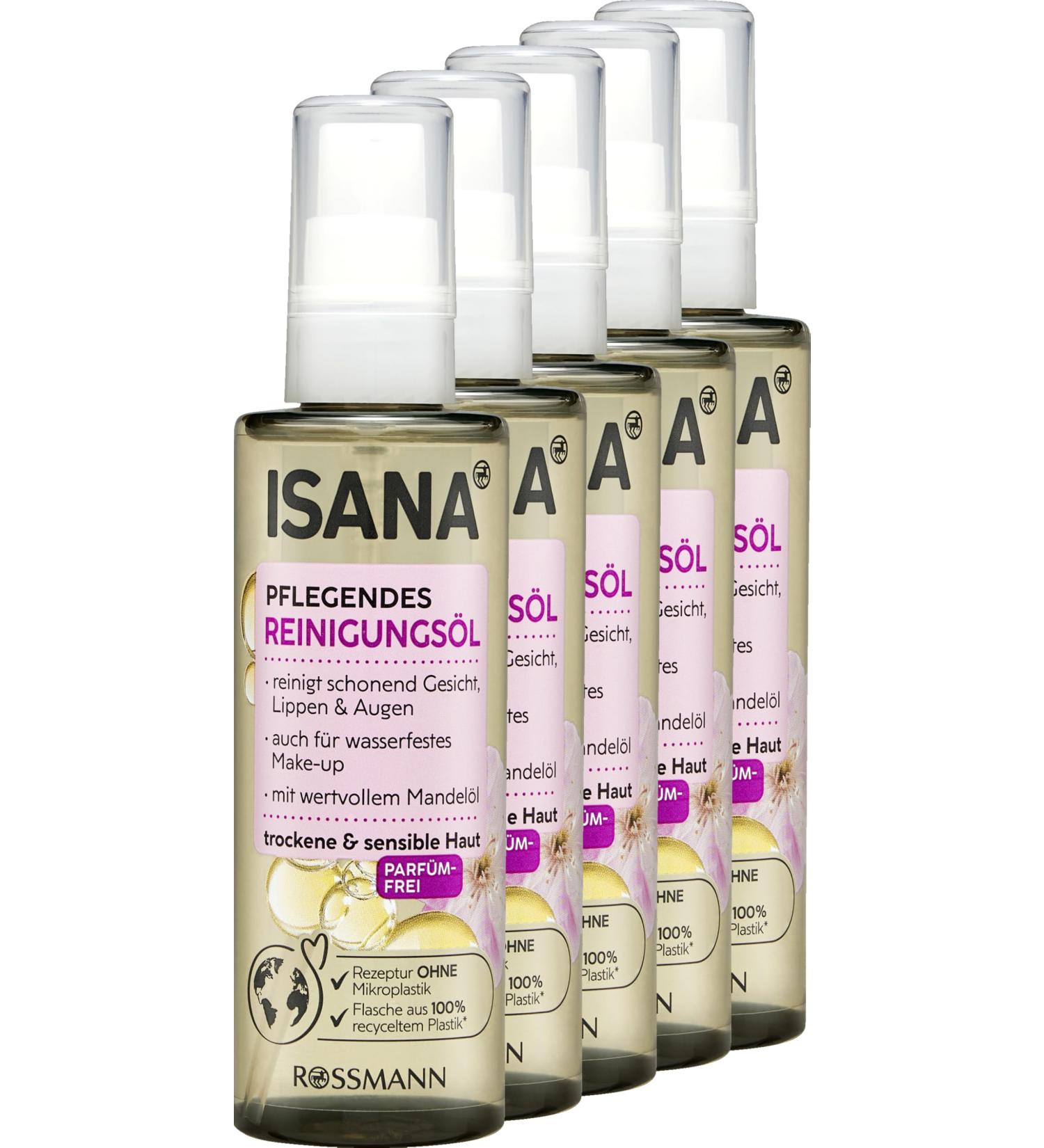 ISANA Huile nettoyante nourrissante 500 ml (5 x 100 ml flacons) - Nettoie en douceur le visage les l vres et les yeux - Convient particuli rement aux peaux s ches et sensibles - Buy Online on GoSupps.com