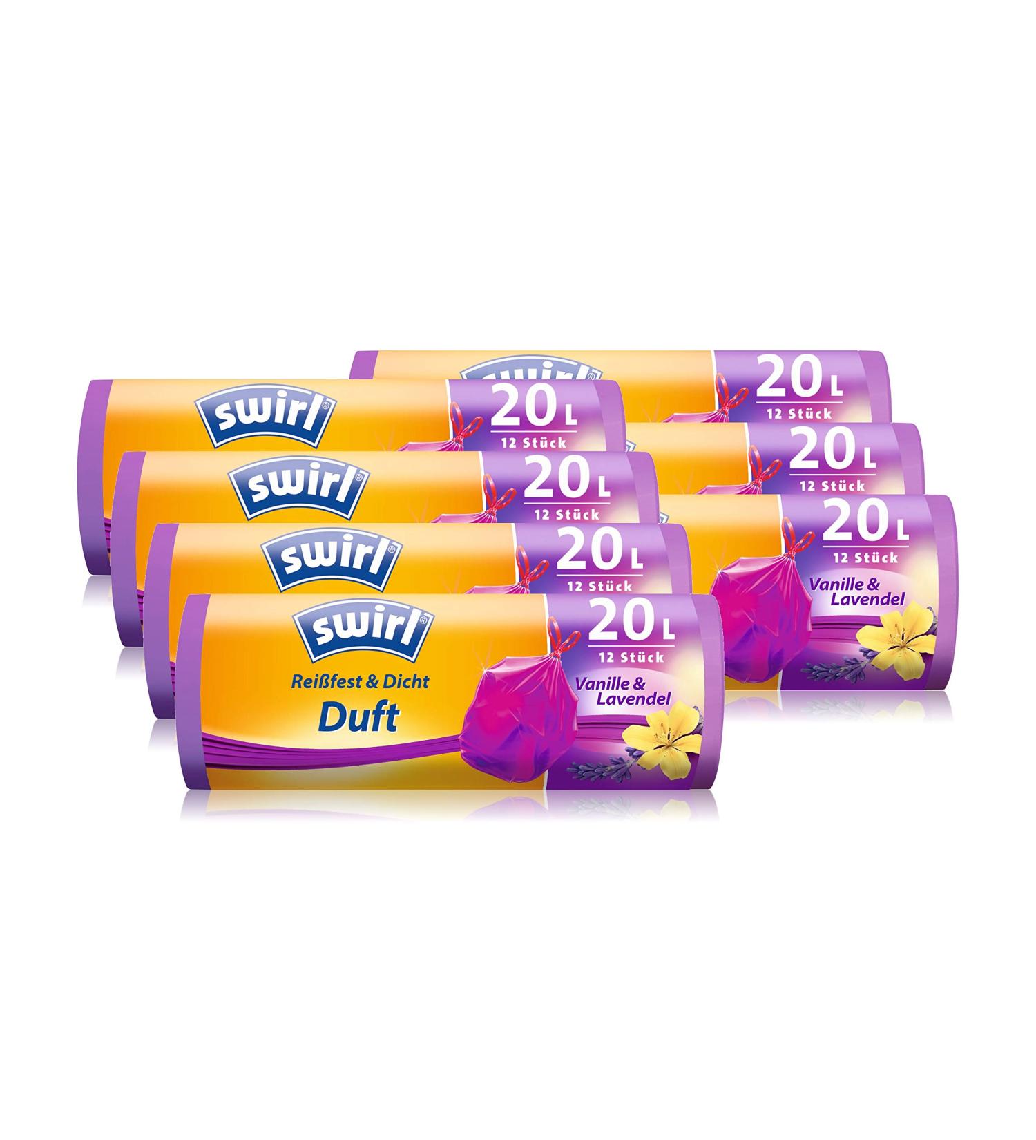 Swirl Scented Garbage Bags - Vanilla-Lavender 20L Drawstring 12 Bags per Roll 7 Rolls | Eco-Friendly Trash Solution - Buy Online on GoSupps.com