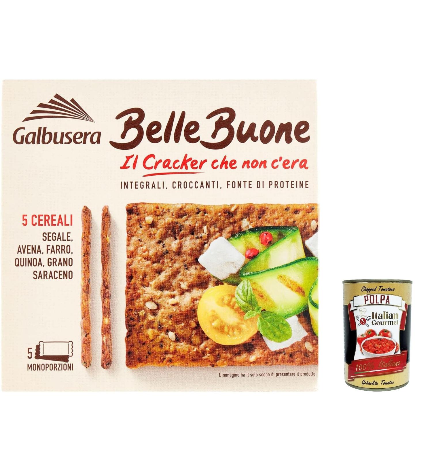  Italian Gourmet E.R. Galbusera Belle Buone Whole Grain Cracker with 5 Cereals: Rye Oats Written Quinoa and Buckwheat. 200g + Italian Gourmet Polpa 400g - Buy Online on GoSupps.com
