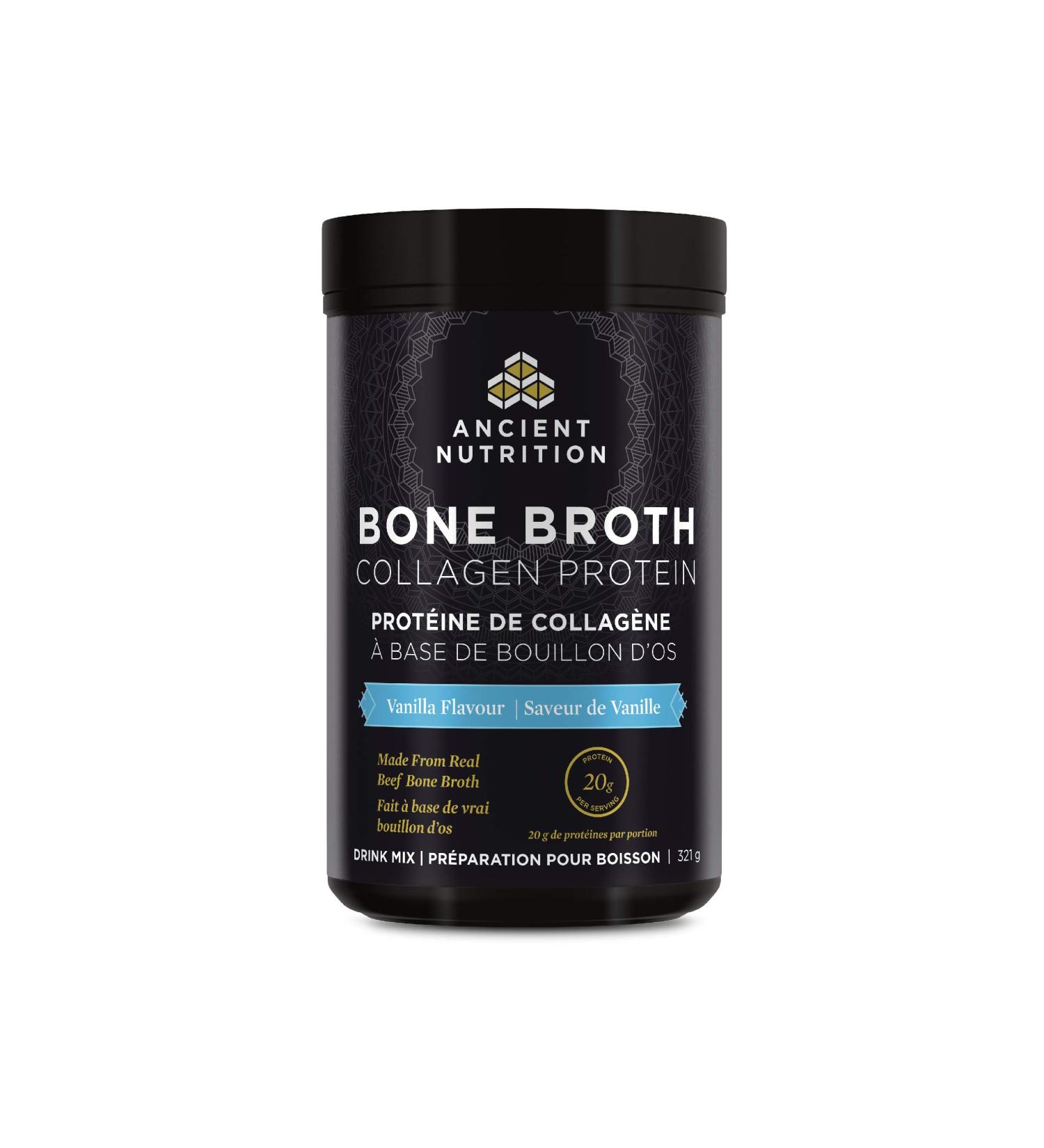 Ancient Nutrition Bone Broth Collagen Protein - Vanilla Formulated by Dr. Josh Axe Collagen Peptides Supports Joints Skin and Nails Made Without Added Sugar Gluten & Dairy 321 Grams - Buy Online on GoSupps.com