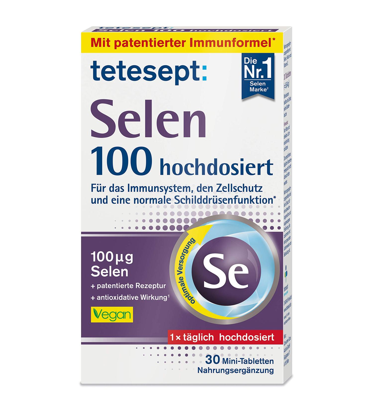 Teteseept Selenium 100 - Vegan Mini Tablets for Thyroid Support Immune Health & Cell Protection | 30 Count - Buy Online on GoSupps.com