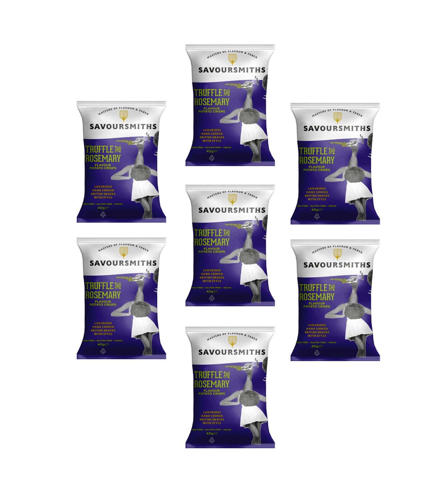 Savoursmiths Truffle And Rosemary Luxury English Potato Crisps 40g x 7 - Buy Online on GoSupps.com