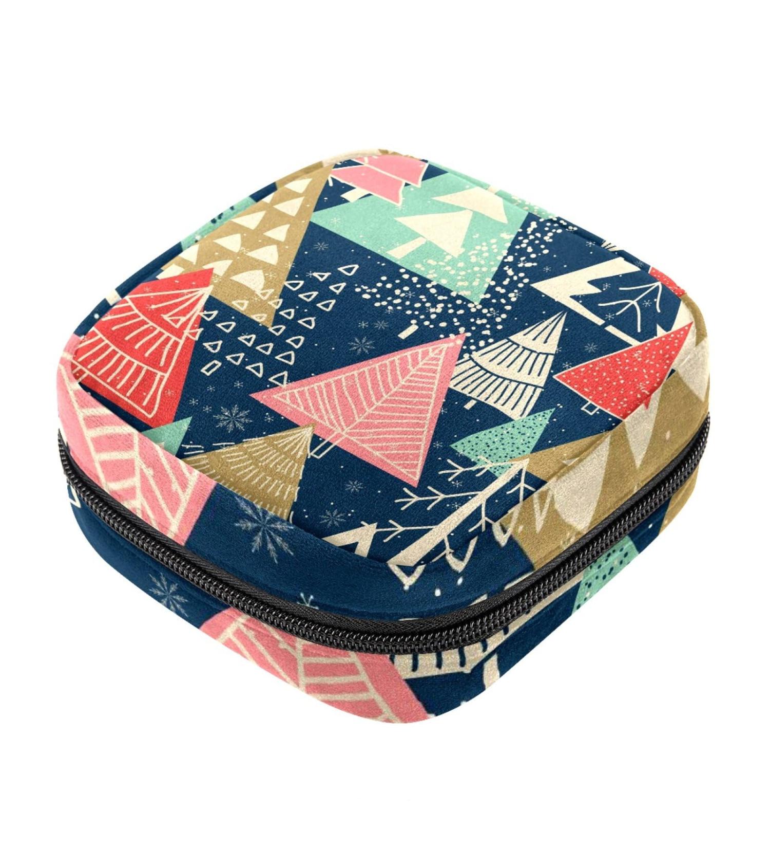 Christmas Tree Sanitary Napkin Storage Bag - Portable Period Kit with Zipper - Period Menstrual Cup Pouch for Women/Girls - Color 8 - Buy Online on GoSupps.com