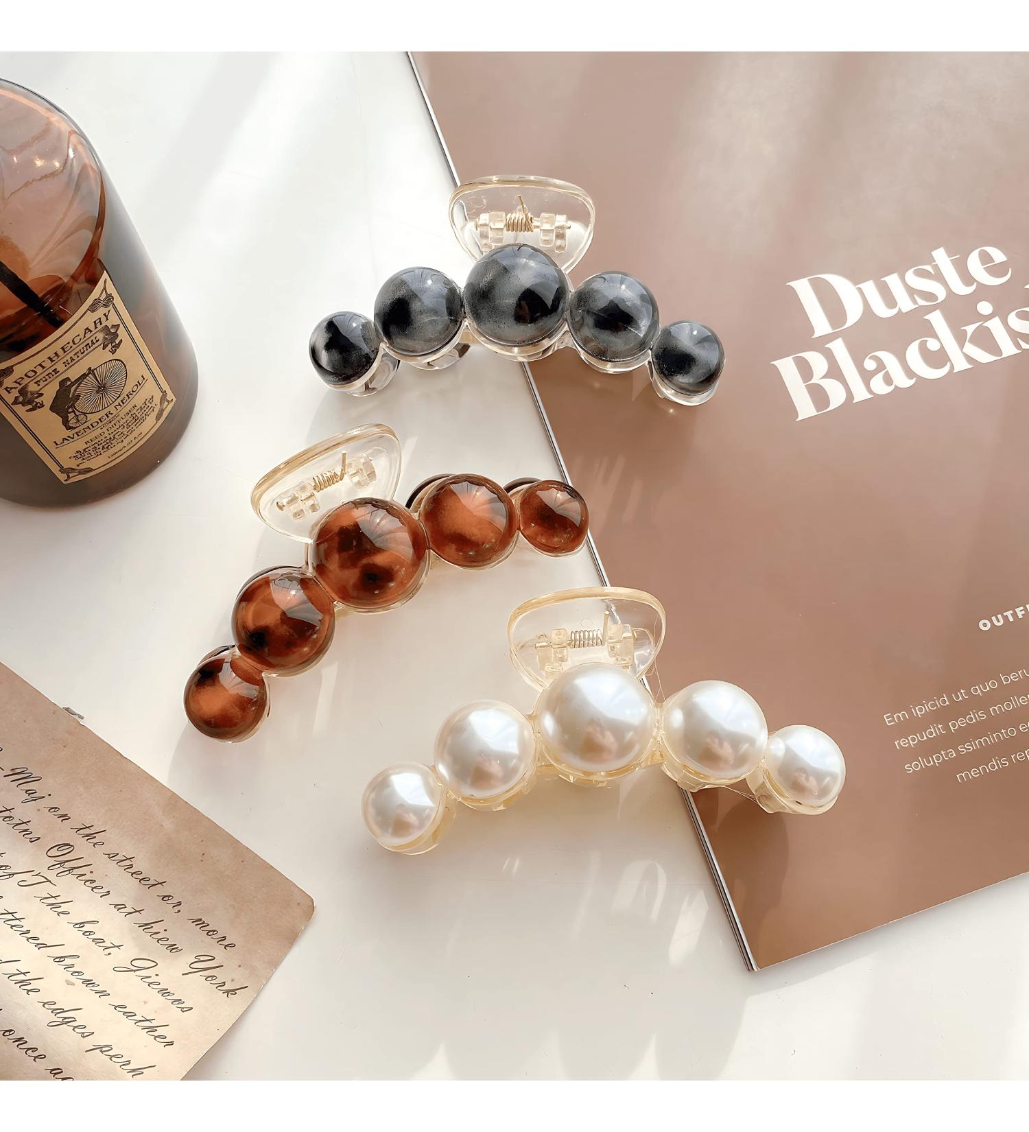 Korean Pearl Hair Claw Clips Set - 3-Piece Multicolor Gift Pack for Women - Buy Online on GoSupps.com