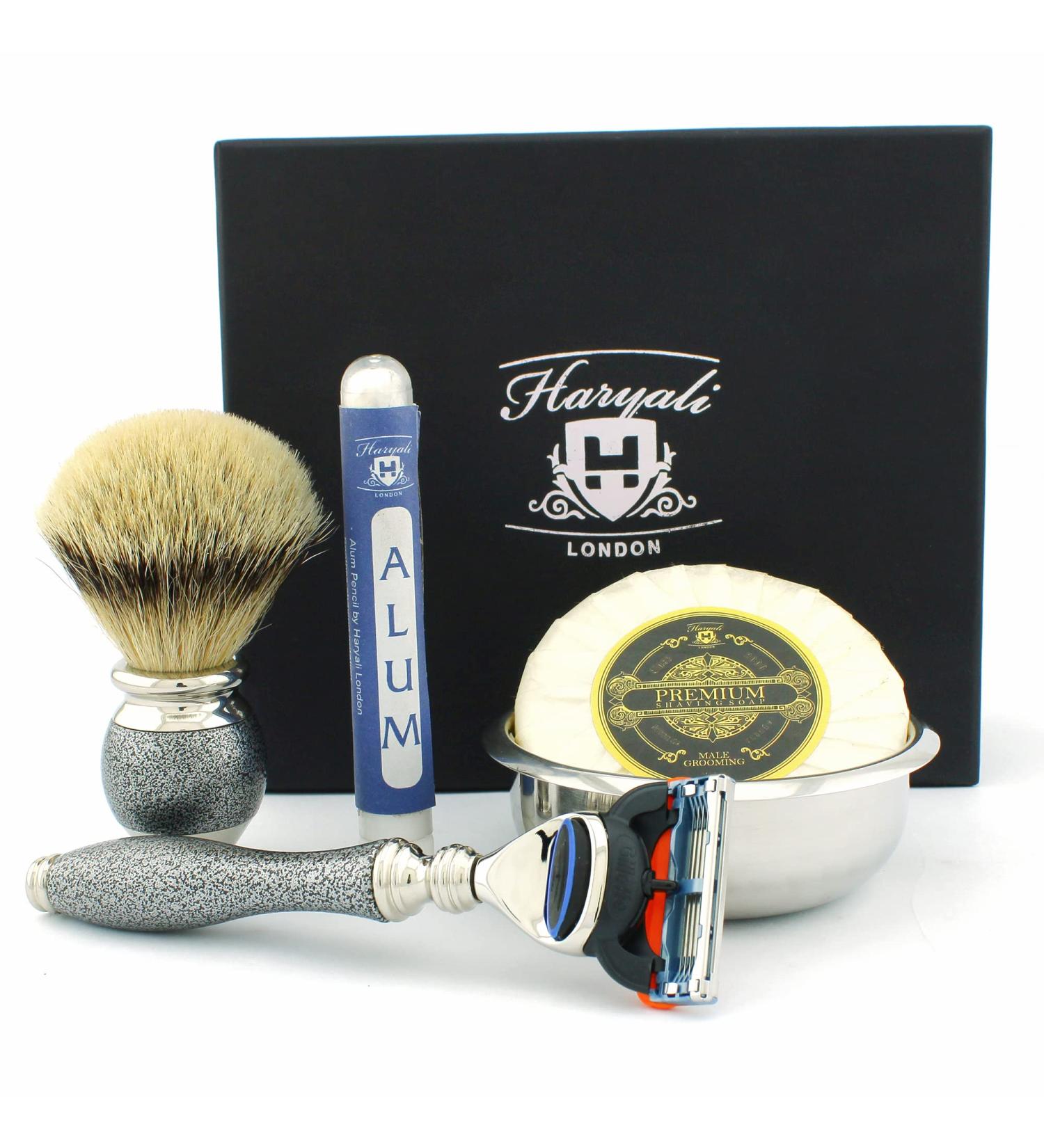 5Pc Men's Shaving Kit - Silver Tip Badger Brush Razor Soap & Bowl | Perfect Gift for Men - Buy Online on GoSupps.com