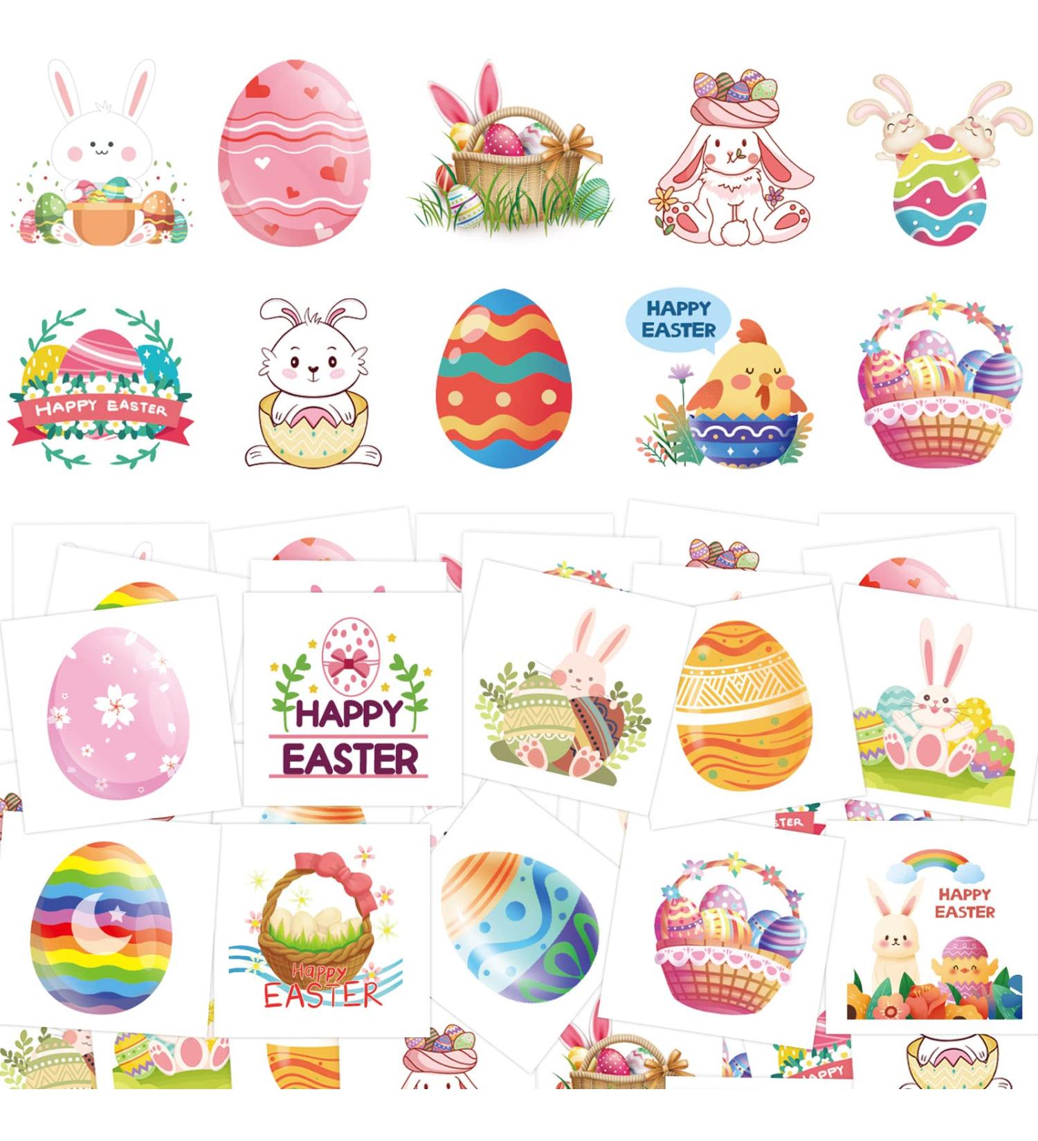 Easter Bunny Temporary Tattoos for Kids - 140Pcs Party Favor Stickers - Buy Online on GoSupps.com