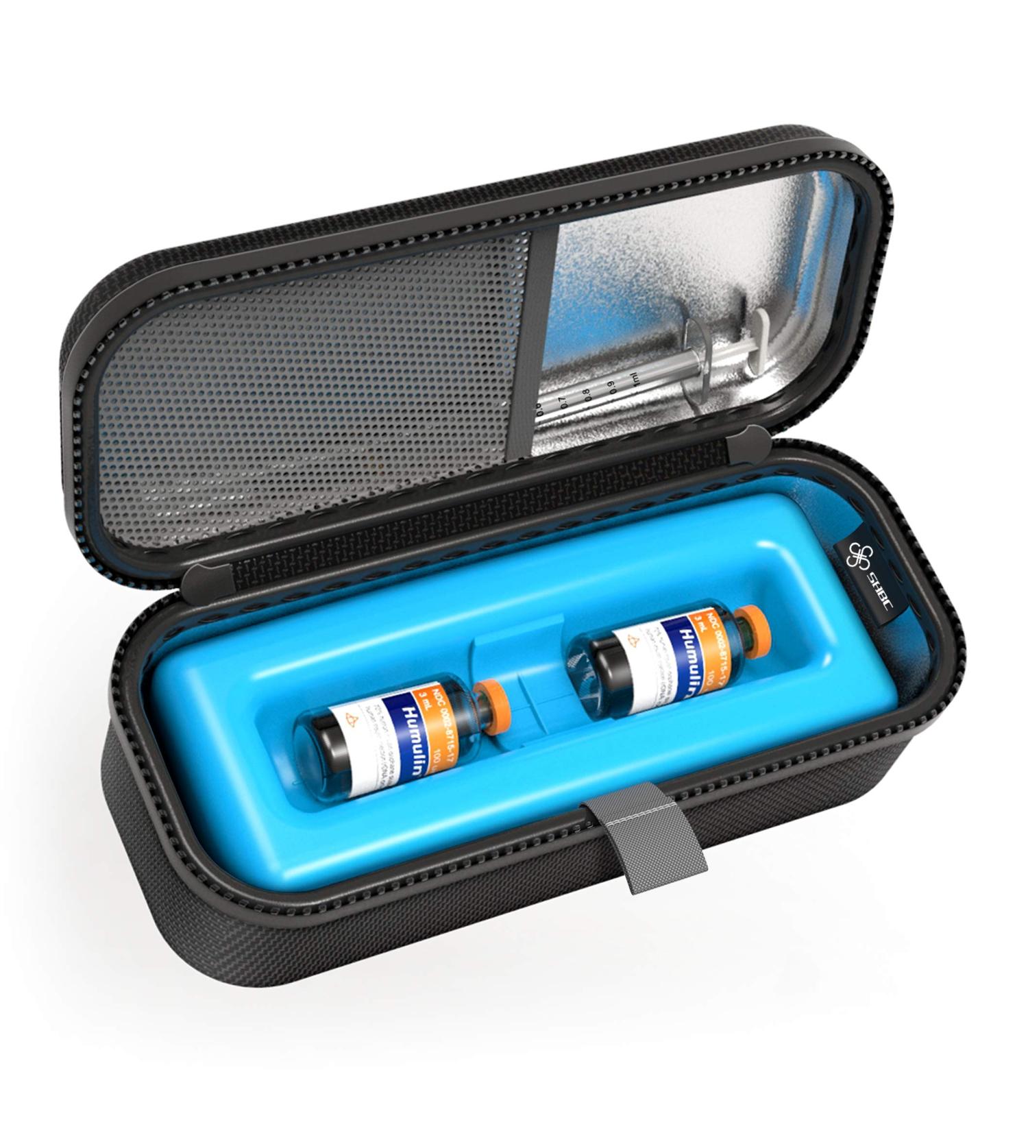 SHBC Insulin Vial Travel Case with Ice Pack - Black | Diabetic Medical Cooler Protector - Buy Online on GoSupps.com