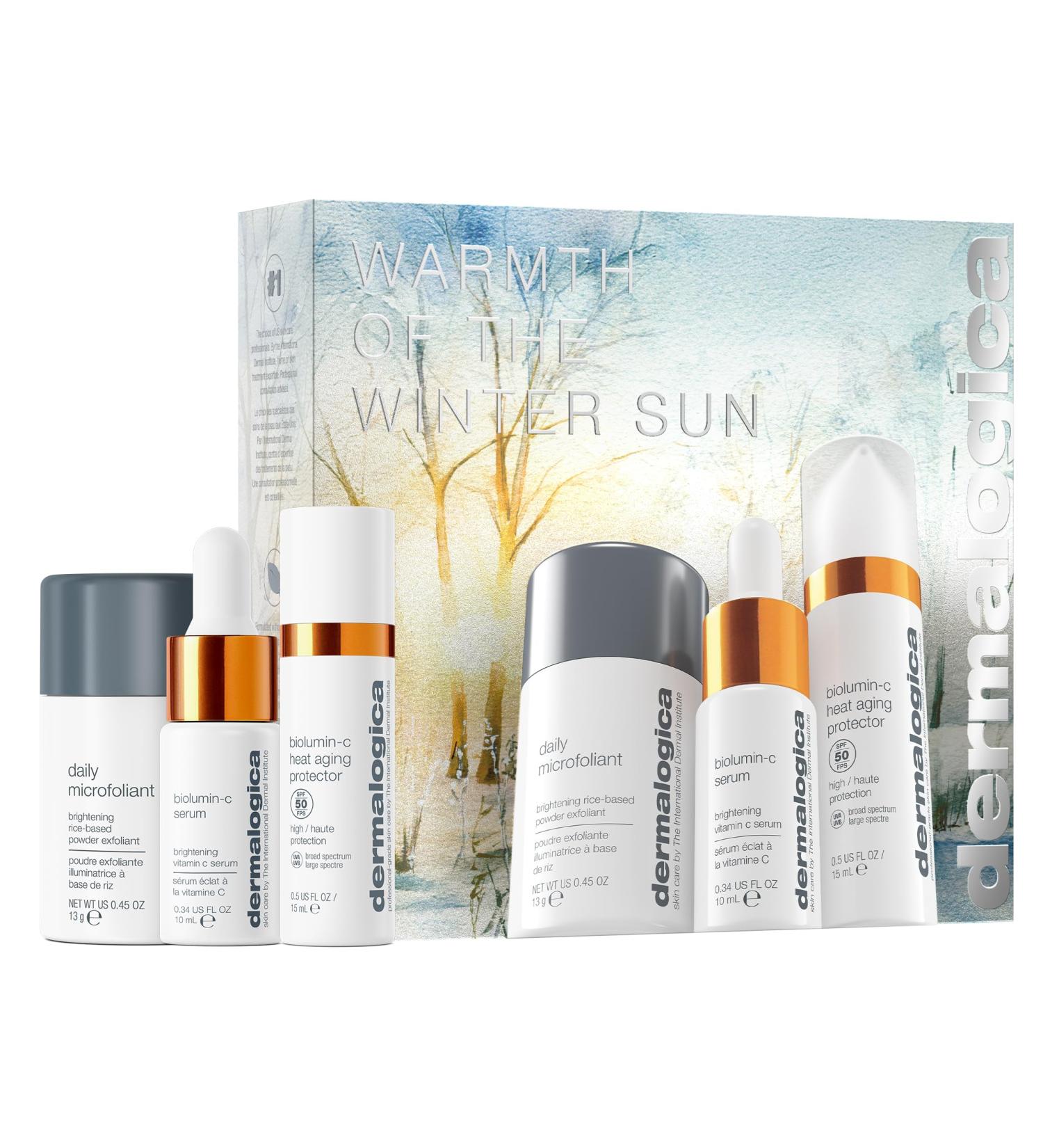 Dermalogica Warmth of the Winter Sun Travel Sized Skin Care Set Includes Face Exfoliants Facial Serum and Moisturizer with SPF - Buy Online on GoSupps.com