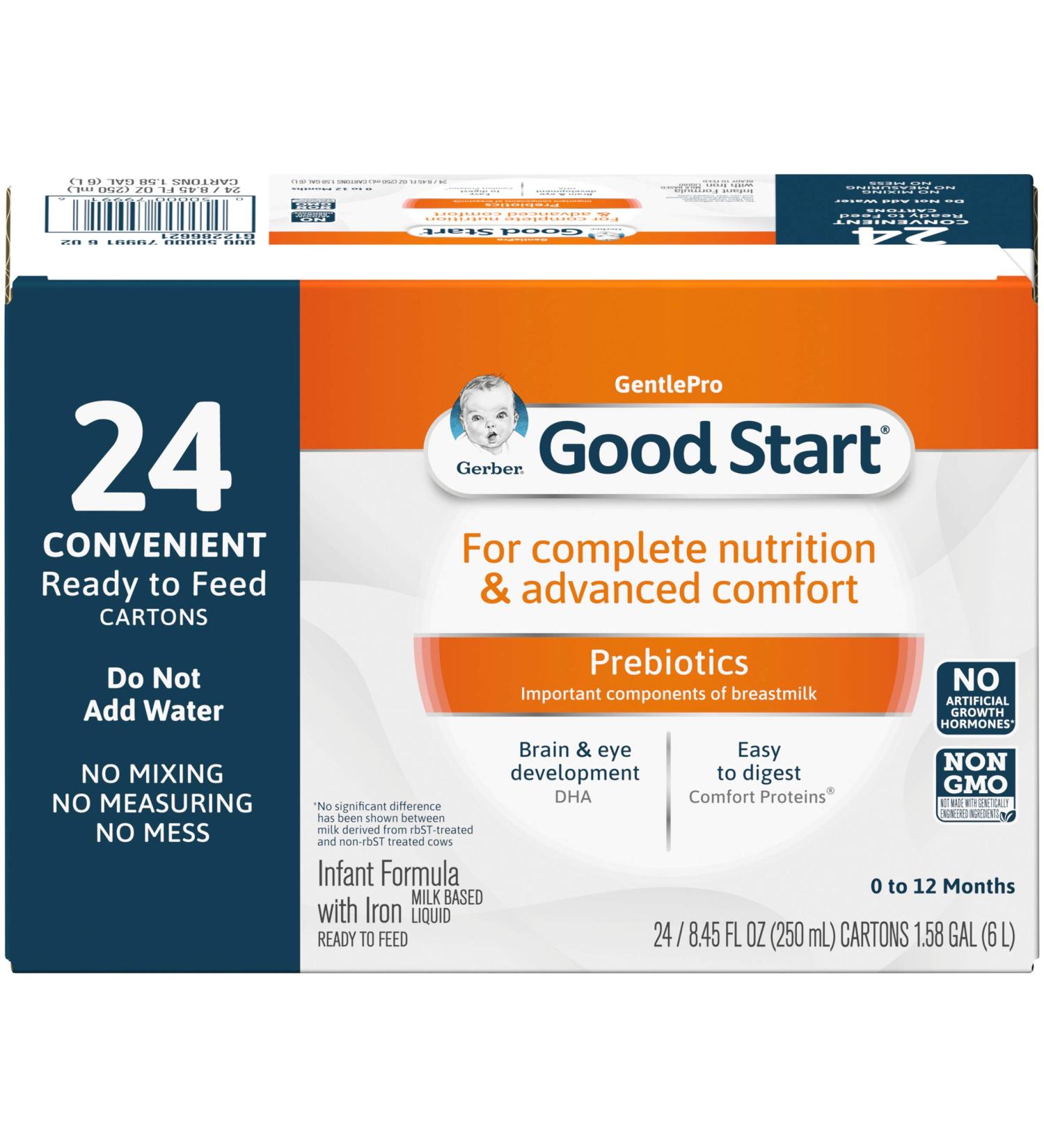 Gerber Good Start GentlePro Baby Formula 8.45oz - Ready to Feed (Pack of 24) | Prebiotics for Healthy Development - Buy Online on GoSupps.com