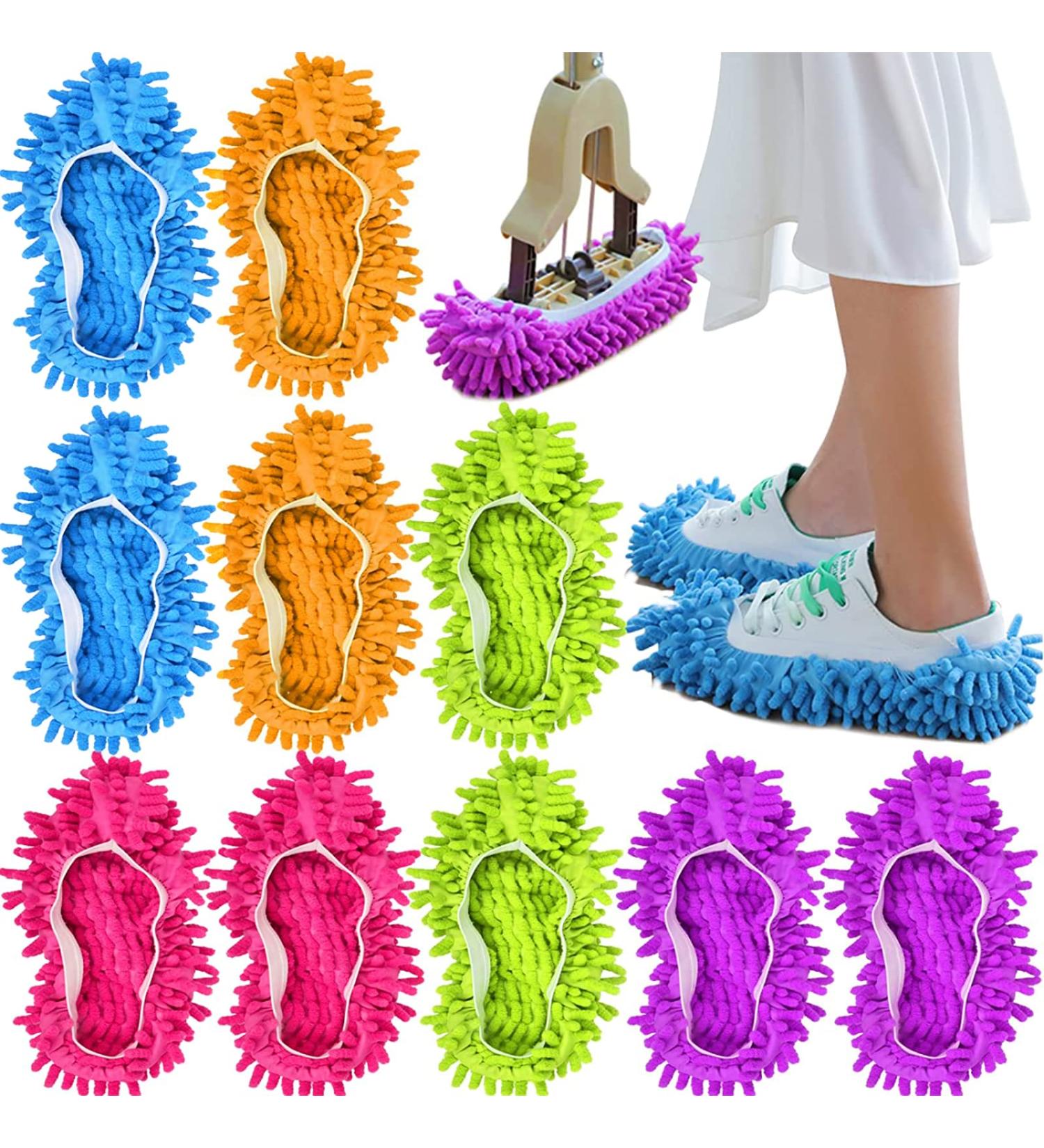 Microfiber Mop Slippers - 10 Pack, Washable & Reusable, Multicolored - Perfect for Sweeping & Polishing Floors in House, Office, Bathroom & Kitchen - Men & Women - Buy Online on GoSupps.com