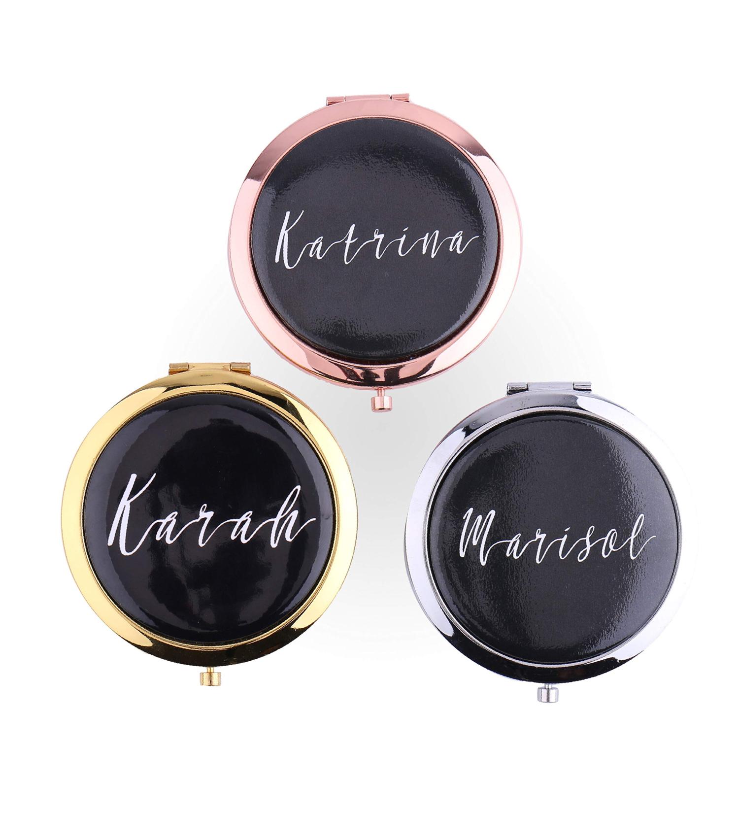 Personalized Rose Gold Compact Mirrors Set - Ideal for Bachelorette and Hen Parties - Buy Online on GoSupps.com