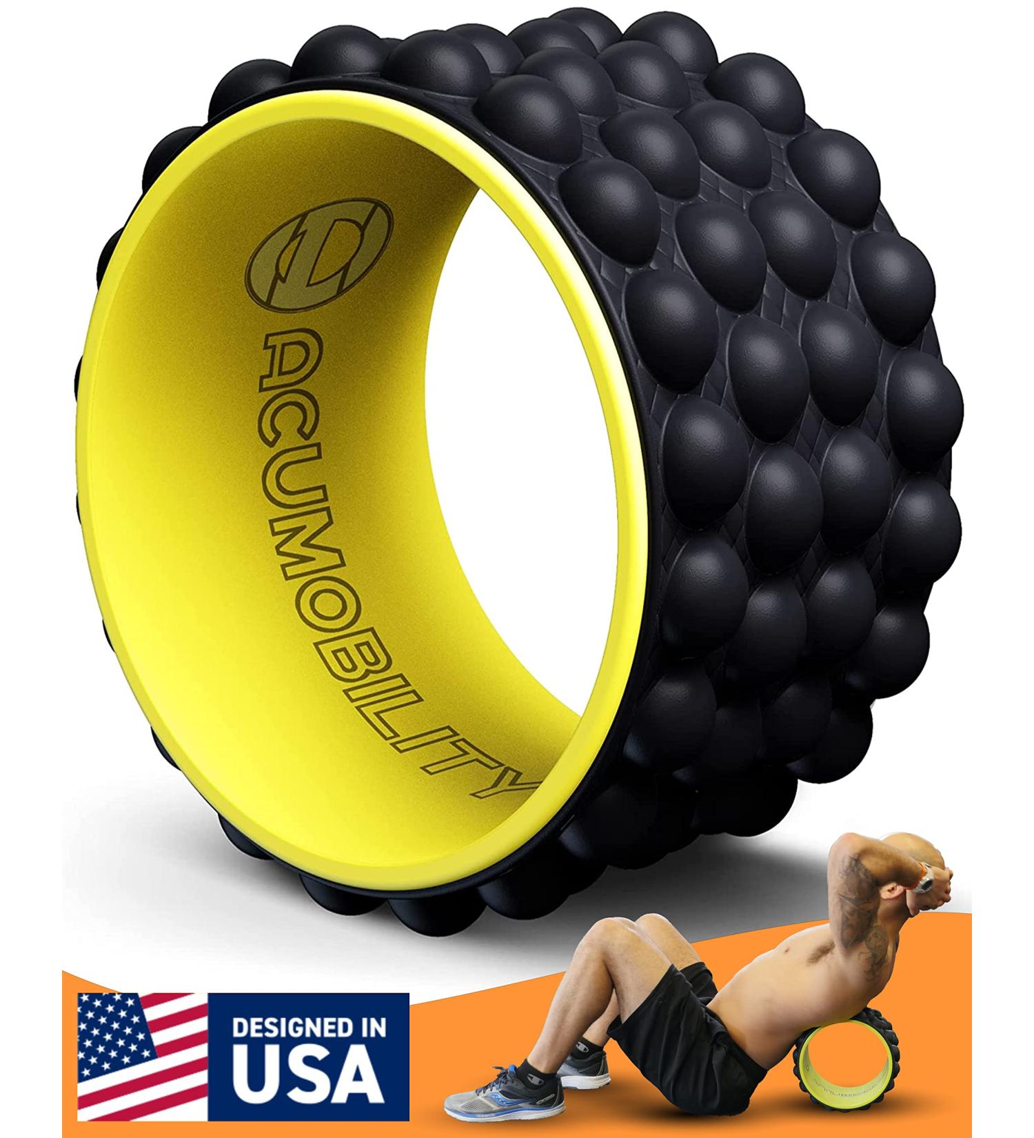 Acumobility Back Roller  Back Stretcher & Back Cracker for Back Pain - Patented Premium Foam Roller 11" Height 7" Width The Ultimate Yoga Wheel  Spine Cracker & Back Massager Wheel for Back Cracking Yellow - Buy Online on GoSupps.com