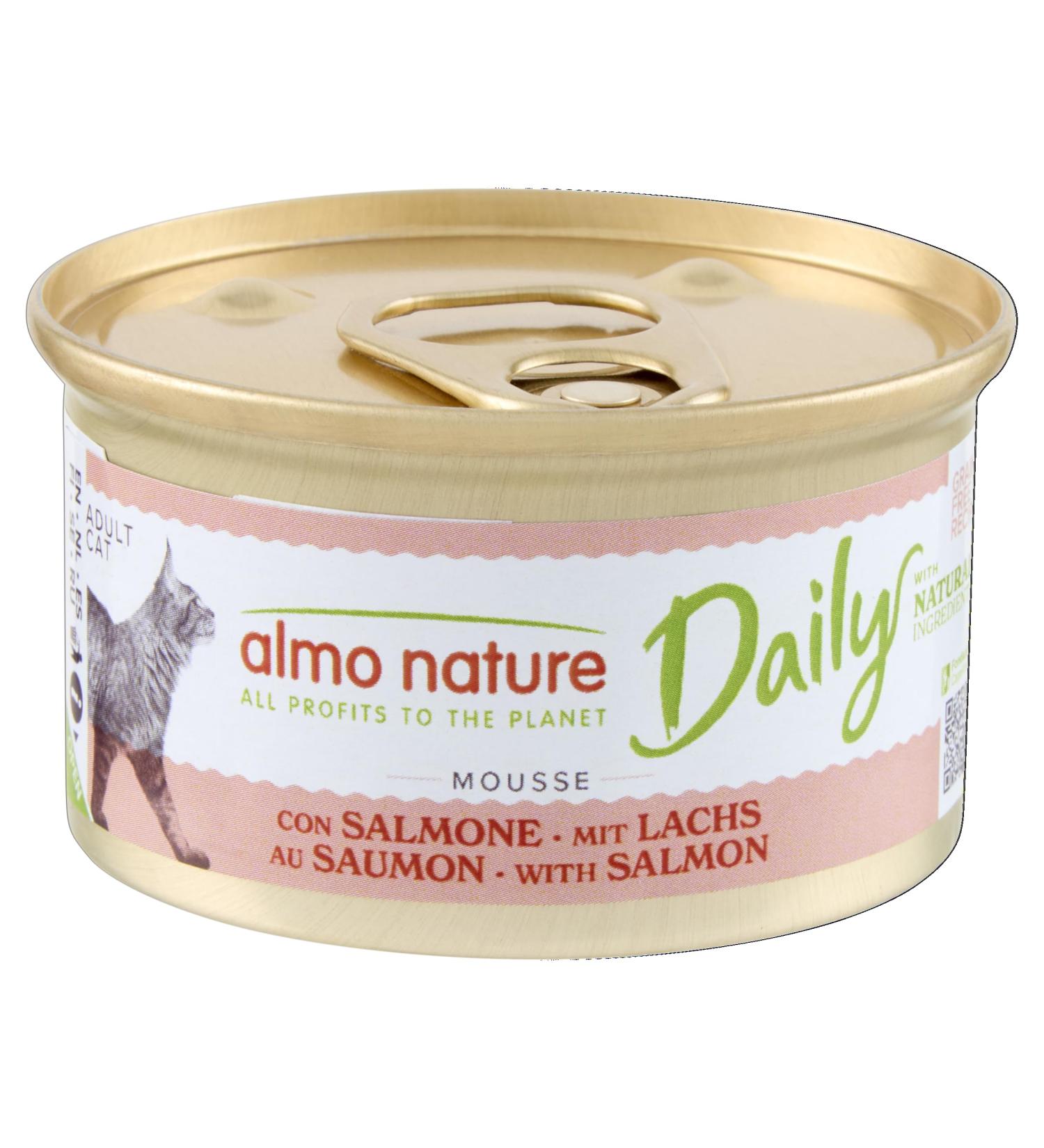 Almo Nature Daily Mousse with Salmon. Wet Adult Cat Food - 24 x 85 g Boxes