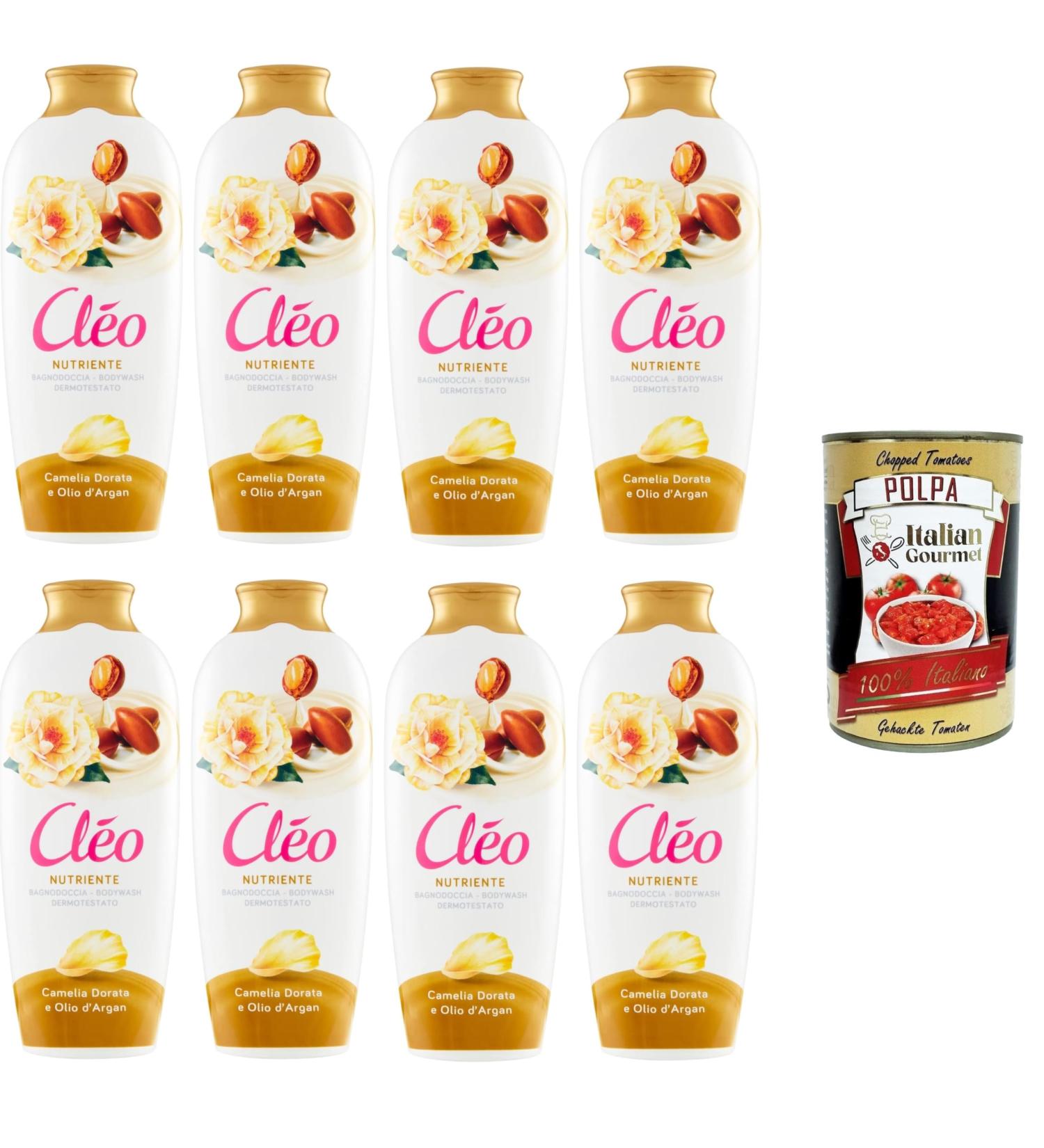  Italian Gourmet E.R. Cleo Bagnodoccia Golden Camellia and Argan Oil Shower Gel with Golden Camellia and Argan Oil - 8 x 750 ml + Italian Gourmet Pulp 400 g - Buy Online on GoSupps.com