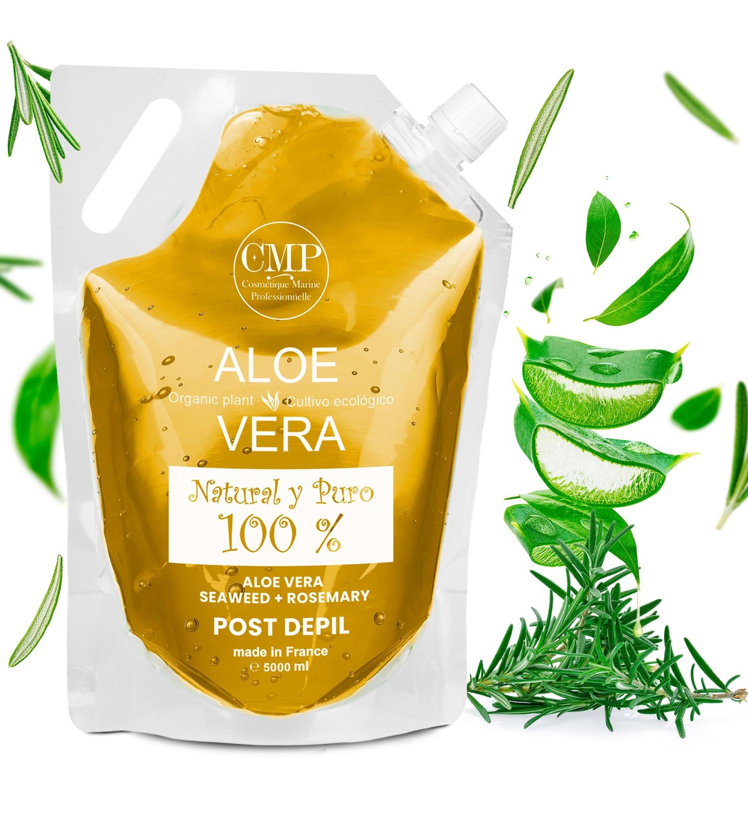 Made in France Aloe Vera + Rosemary Gel 5000 ml Professional Soothing Gel for Hair Removal and Shaving 48h Hydration & Instant Softening For Laser Wax Shaving Cream or Blade Face & Body - Buy Online on GoSupps.com