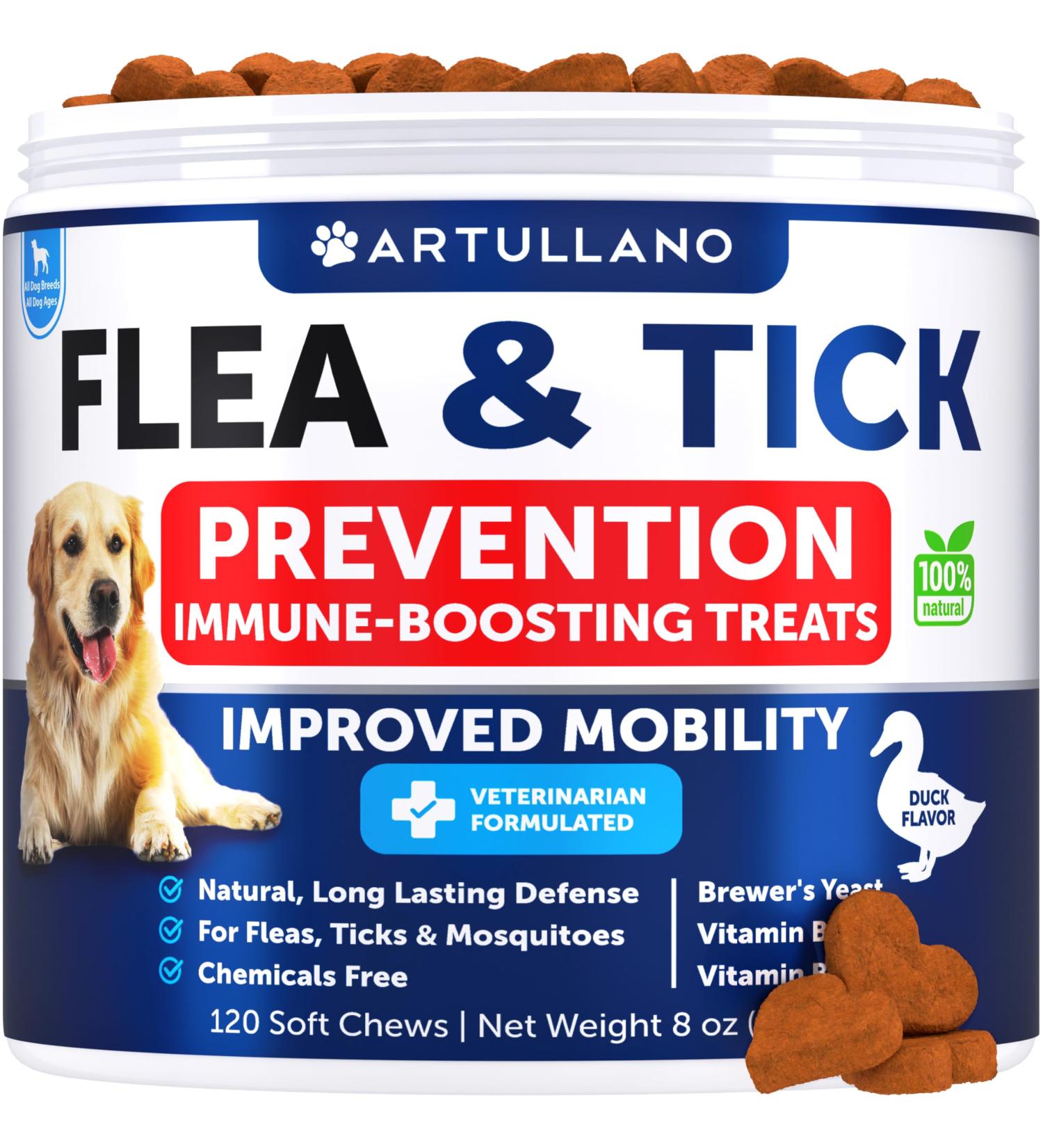 Flea and Tick Prevention for Dogs Chewables - Flea and Tick Treatment for Dogs - Natural Flea and Tick Supplement for Dogs - Oral Flea Pills for Dogs - Pest Defense - All Breeds and Ages Brown 120 Chews - Buy Online on GoSupps.com