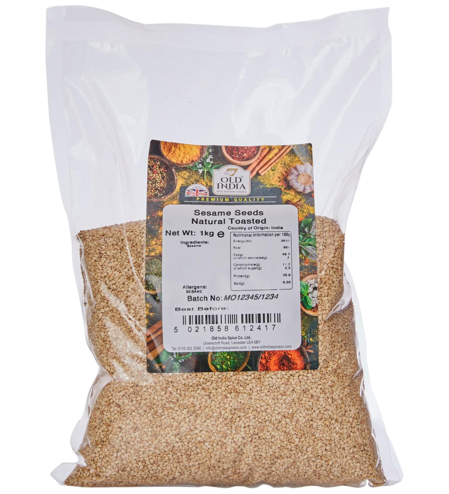 Old India Sesame Seeds Natural Toasted 1kg Sesame Seeds 1kg - Buy Online on GoSupps.com