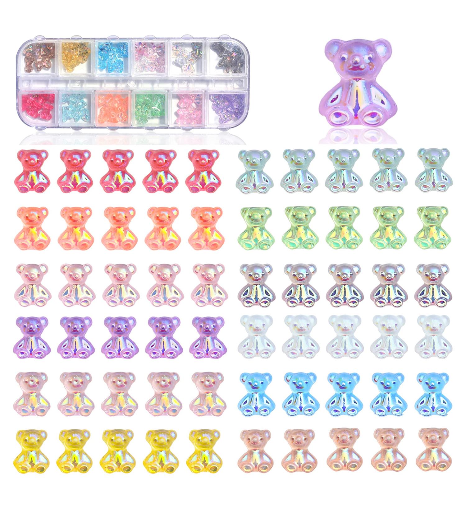 60PCS 3D Cute Bear Resin Nail Art Decorations | Crystal Aurora Gummy Bear Rhinestones for Manicure | Nail Glitter Jelly Ornaments and Jewelry - Buy Online on GoSupps.com