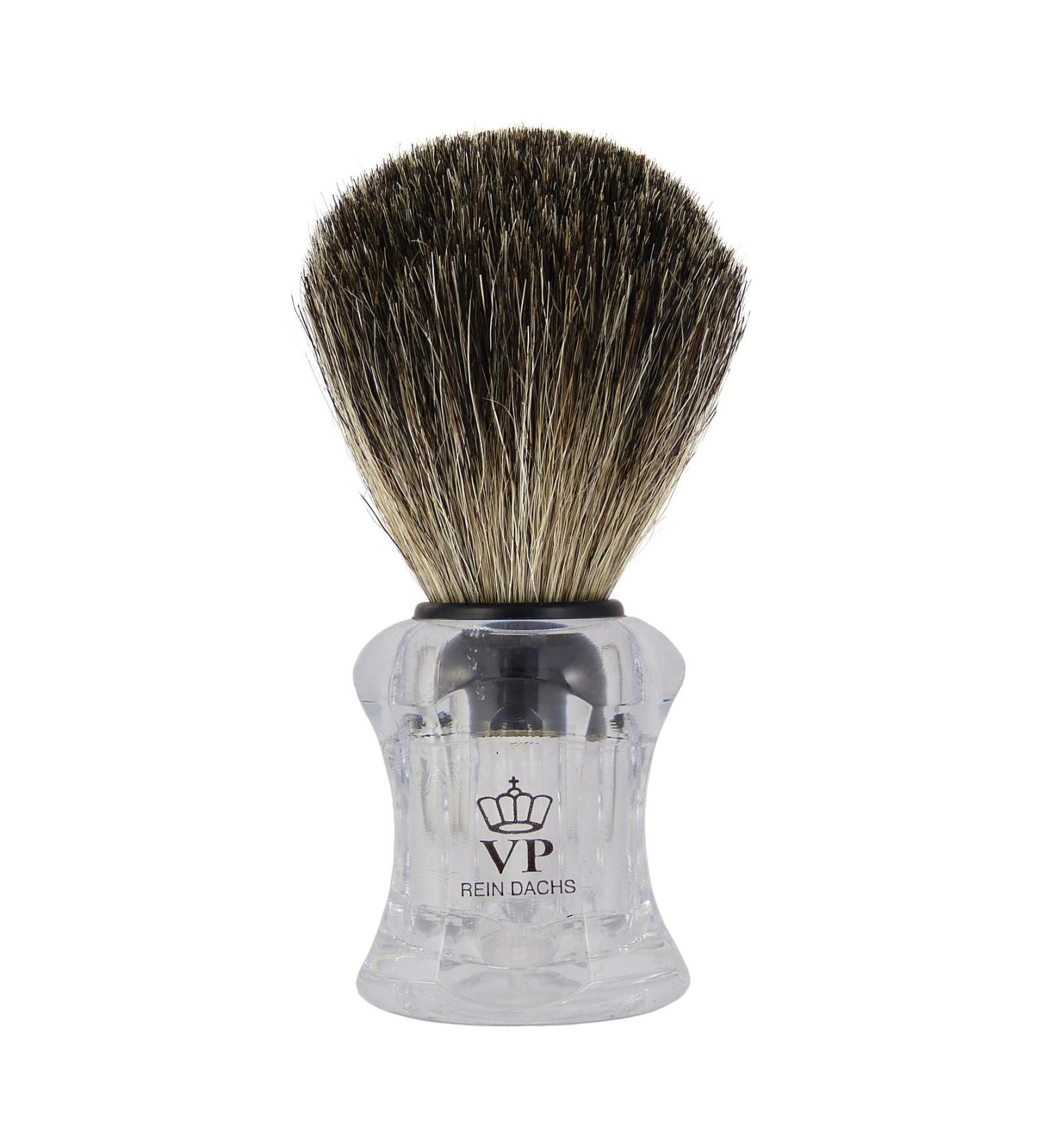 Shaving brush Royal VP - with real pure badger hair - handle transparent