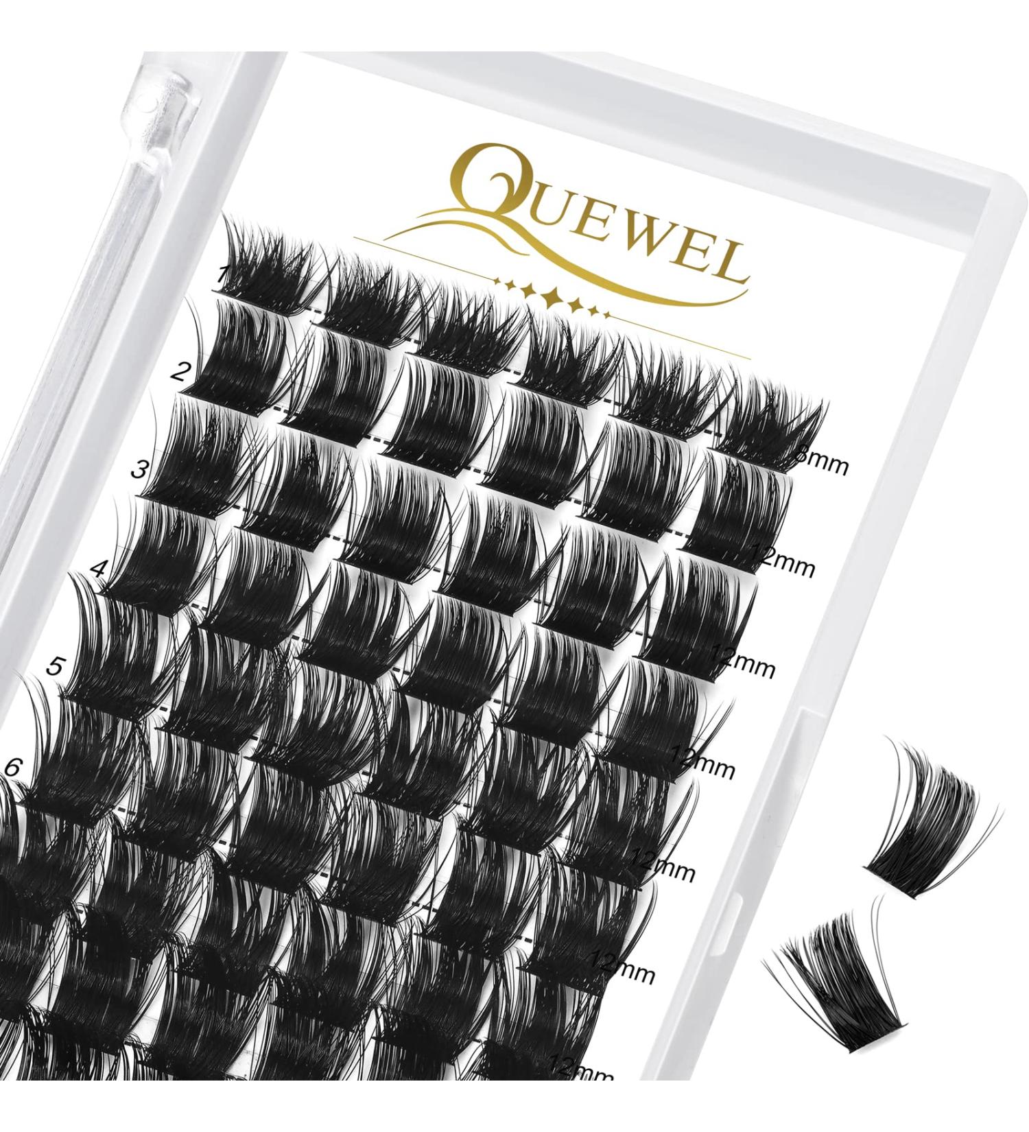QueWel Cluster Lashes - 72 pcs DIY Eyelash Extensions Soft D Curl 8-16mm Length - Perfect for Home Makeup - Buy Online on GoSupps.com