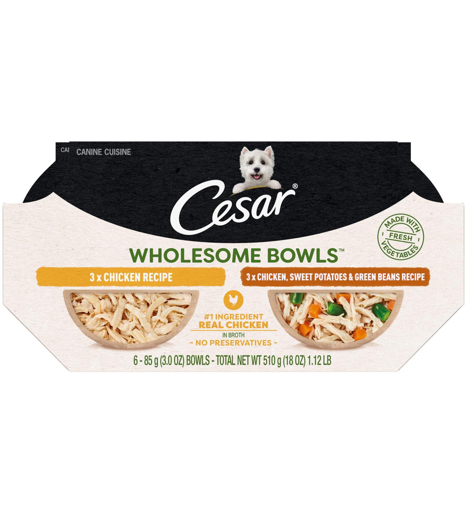 Cesar Wholesome Bowls Wet Dog Food Variety Packs - Chicken & Sweet Potatoes - 3 oz (Pack of 6) - Buy Online on GoSupps.com