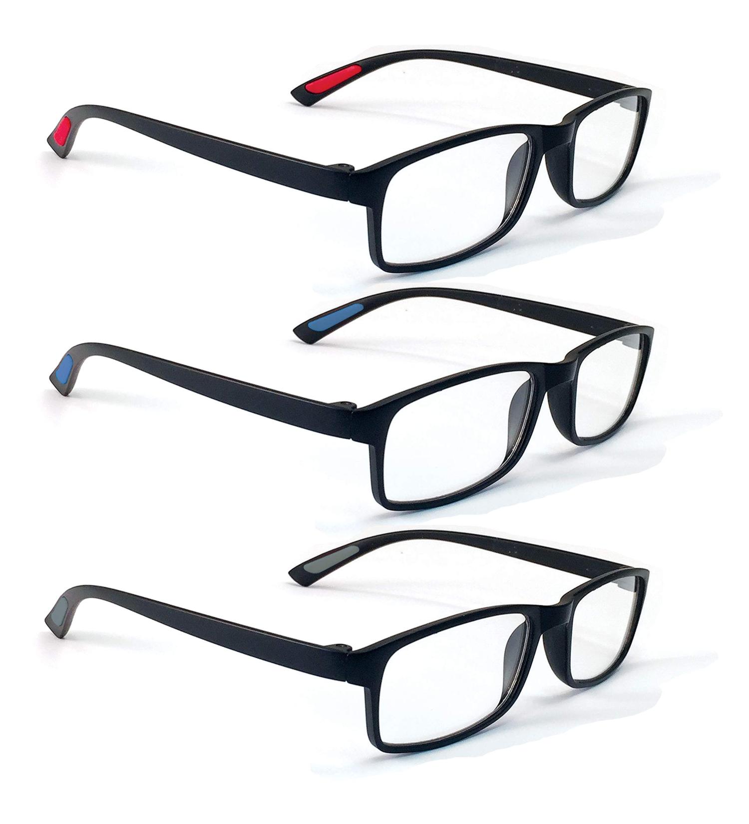Boost Eyewear 12 Pack Reading Glasses - Ultra Lightweight Matte Black Rectangular Frames with Non-Slip Cushions for Men & Women - 1.0 Diopters - Buy Online on GoSupps.com